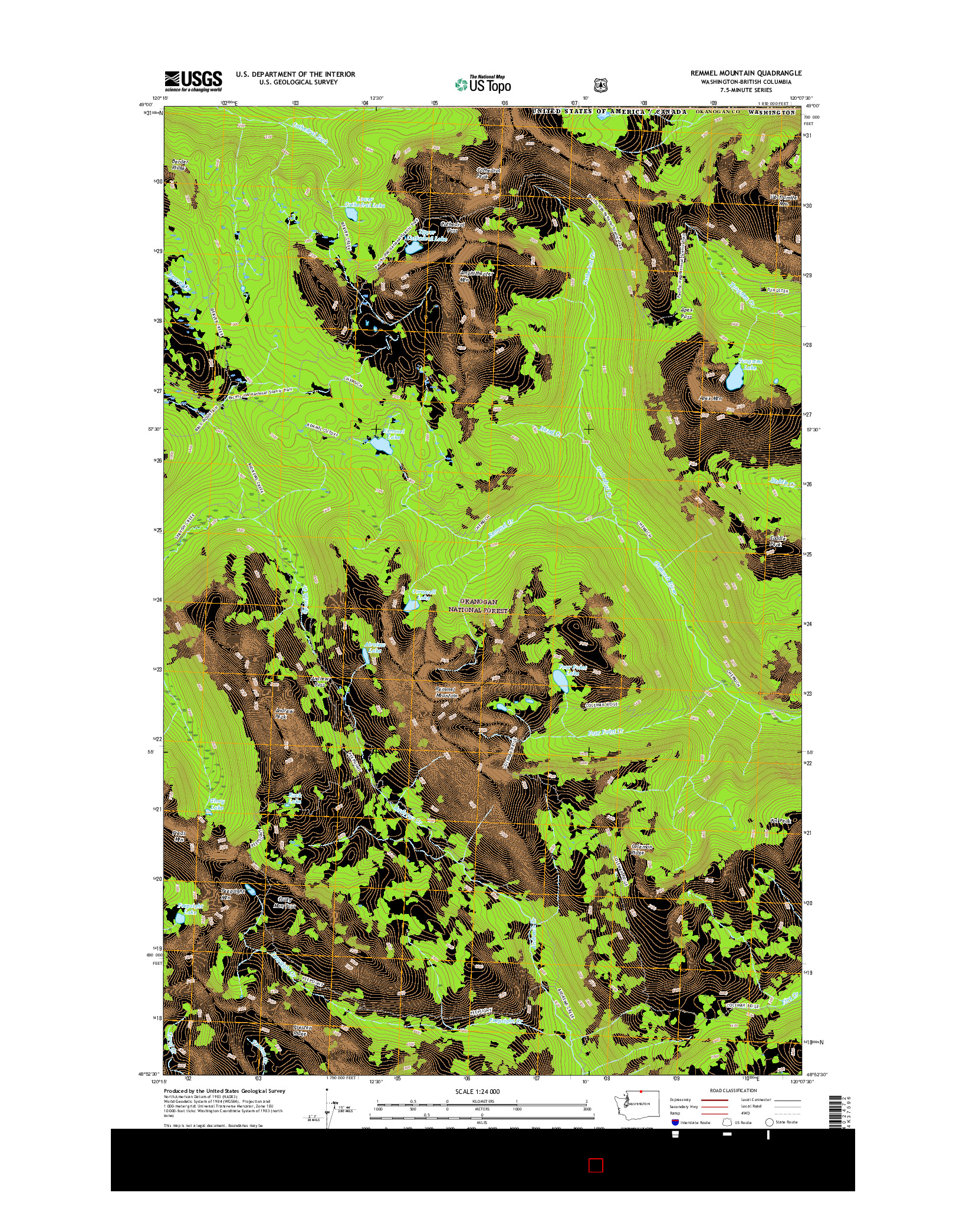 USGS US TOPO 7.5-MINUTE MAP FOR REMMEL MOUNTAIN, WA-BC 2017