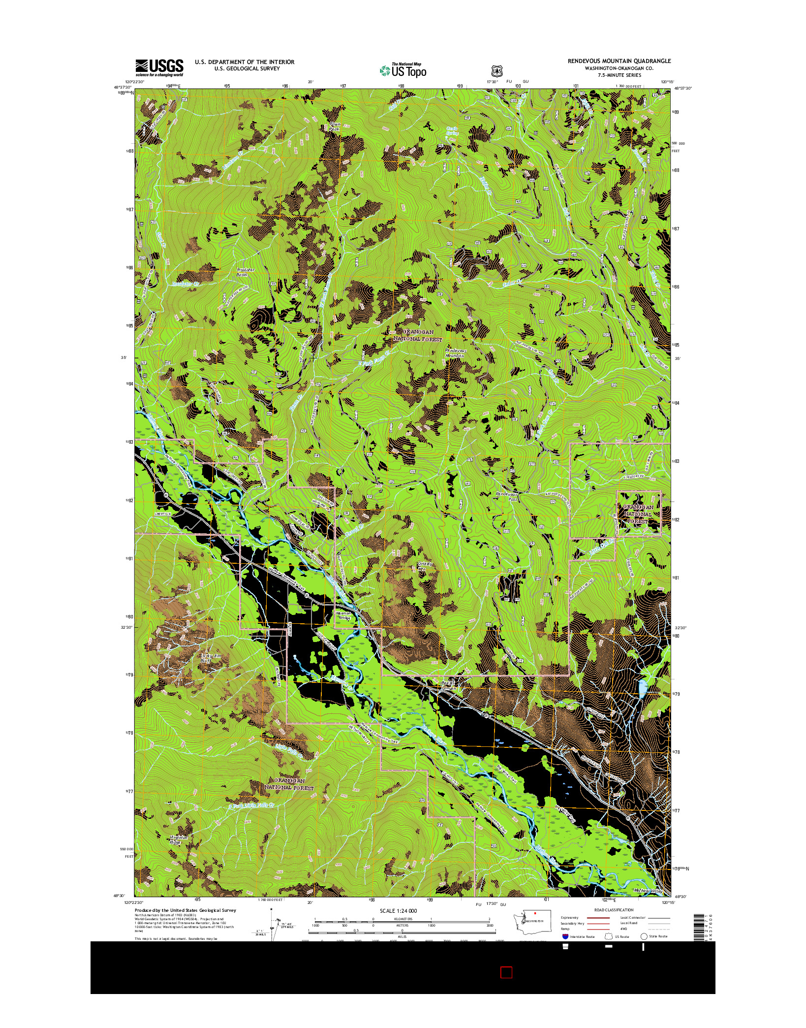 USGS US TOPO 7.5-MINUTE MAP FOR RENDEVOUS MOUNTAIN, WA 2017