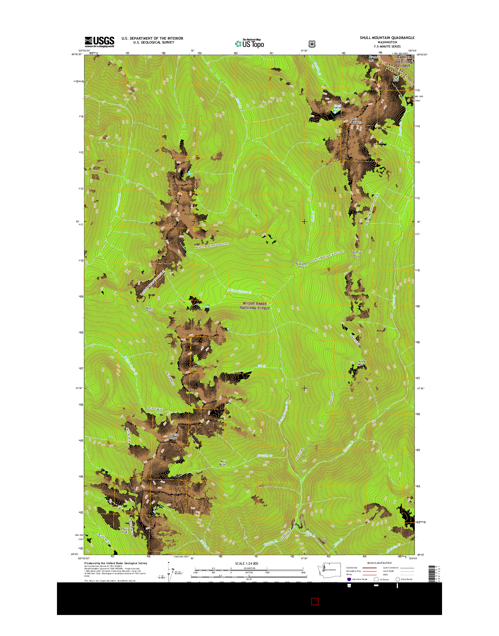 USGS US TOPO 7.5-MINUTE MAP FOR SHULL MOUNTAIN, WA 2017