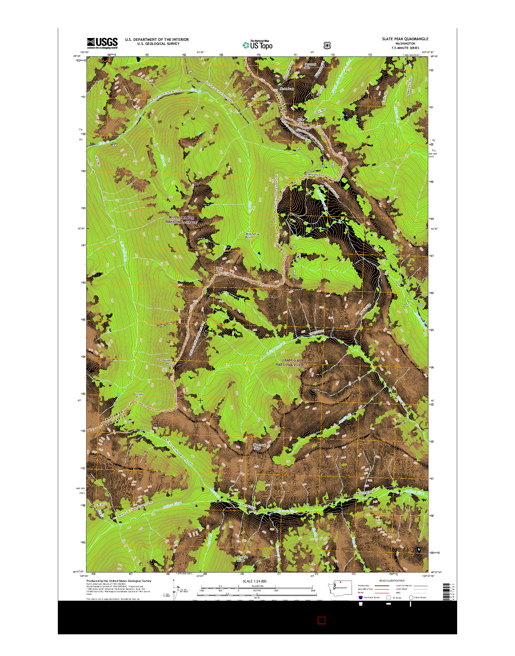 USGS US TOPO 7.5-MINUTE MAP FOR SLATE PEAK, WA 2017