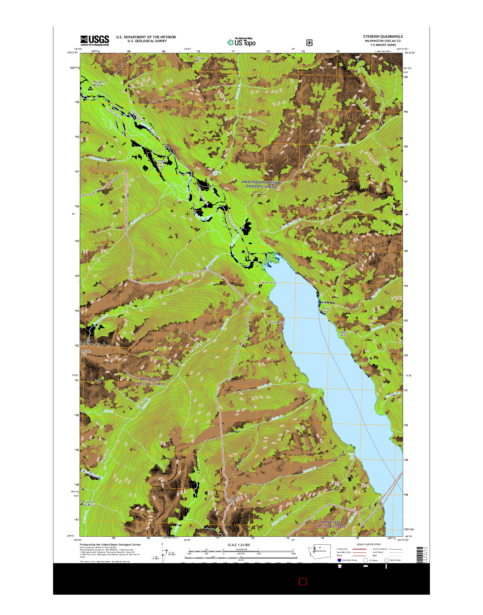 USGS US TOPO 7.5-MINUTE MAP FOR STEHEKIN, WA 2017