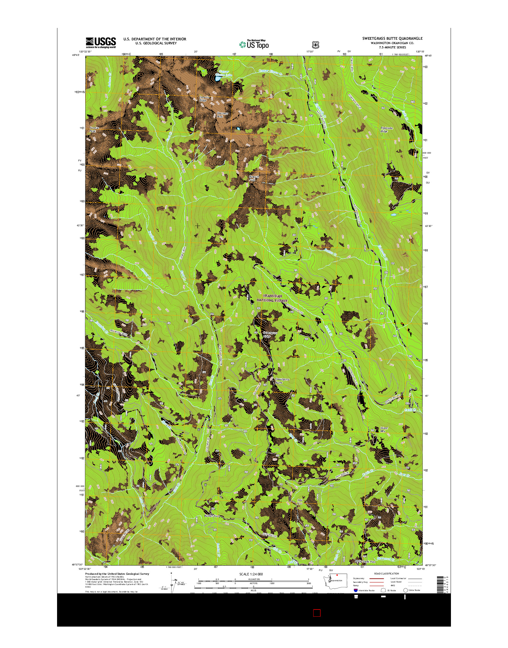 USGS US TOPO 7.5-MINUTE MAP FOR SWEETGRASS BUTTE, WA 2017