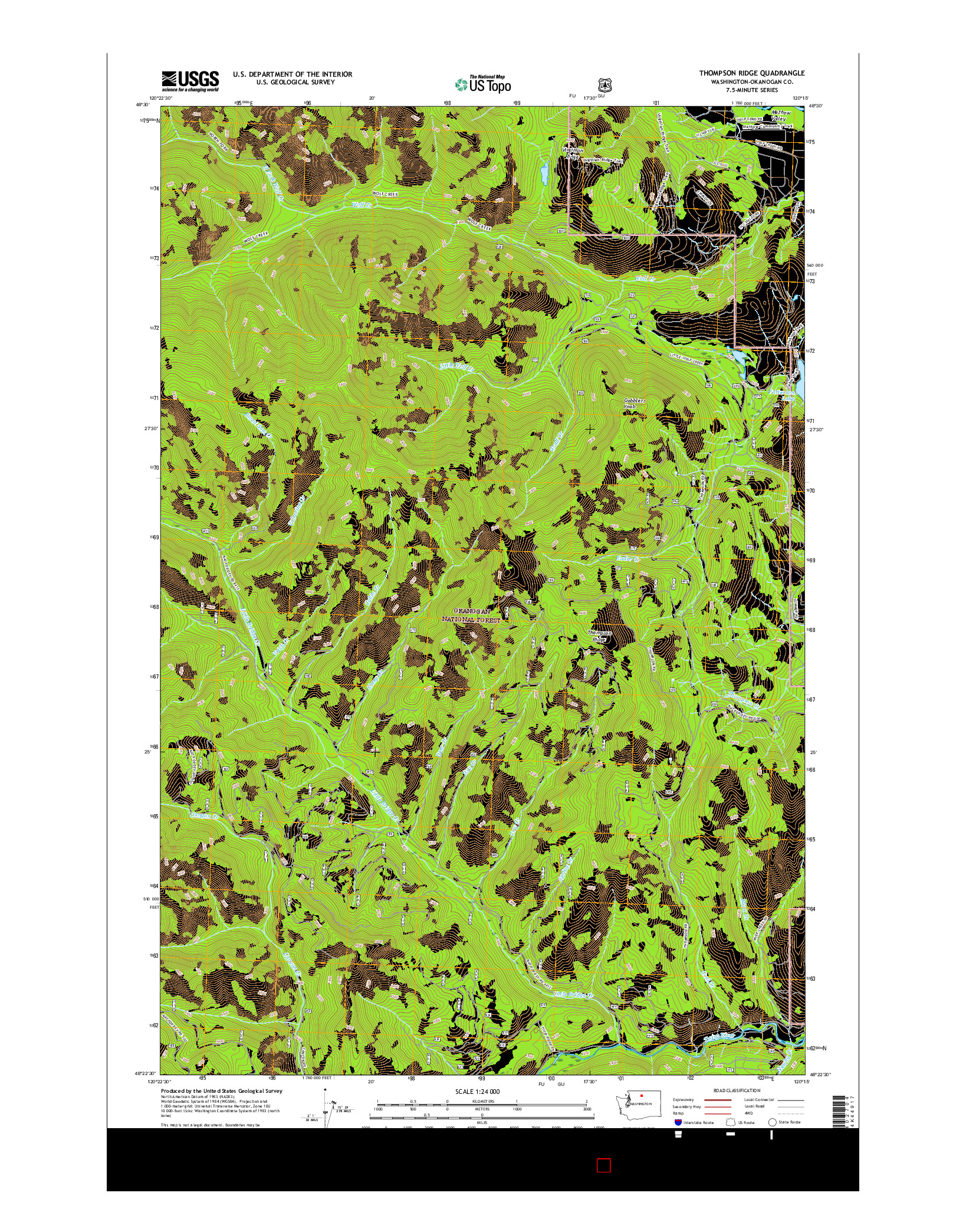 USGS US TOPO 7.5-MINUTE MAP FOR THOMPSON RIDGE, WA 2017