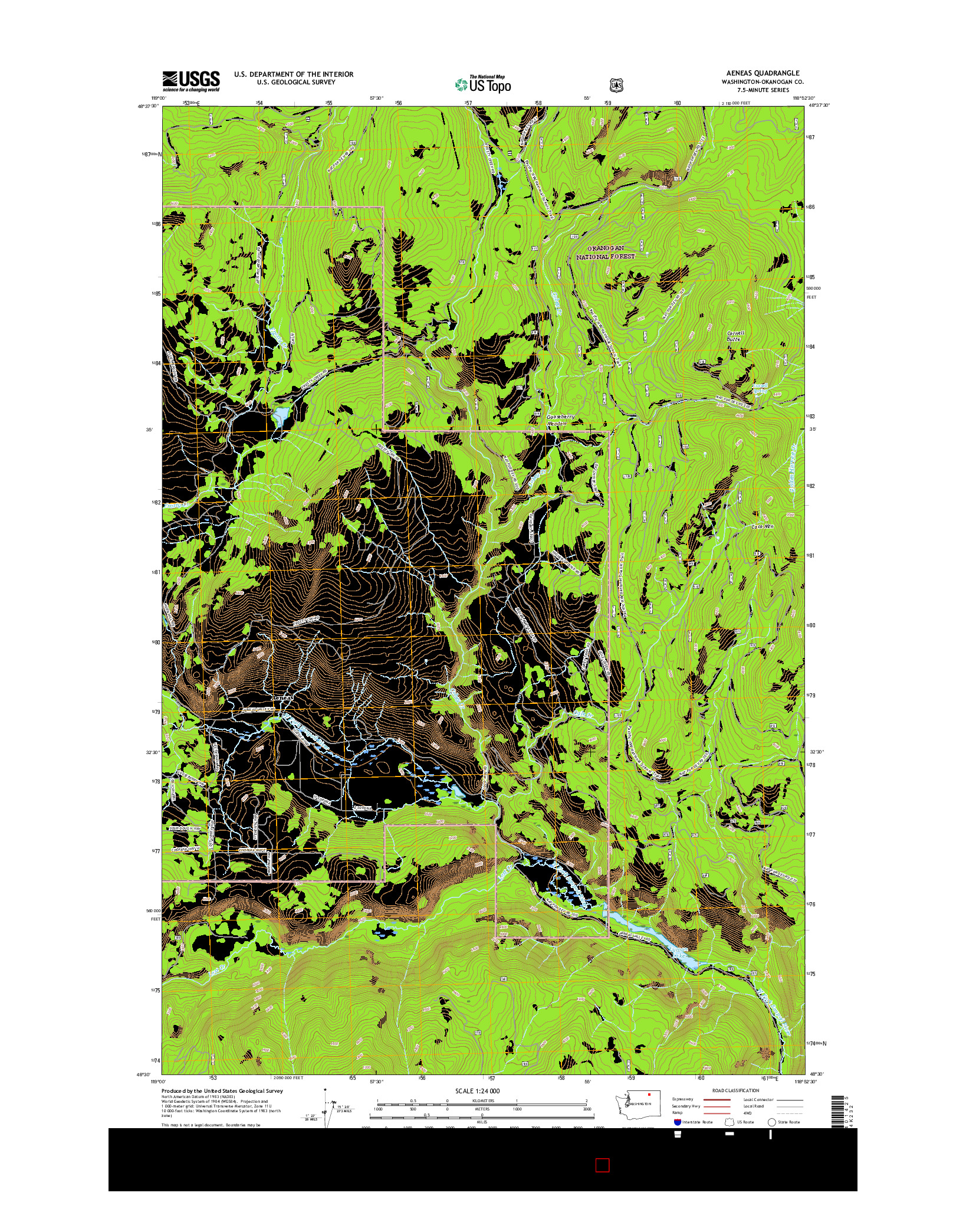 USGS US TOPO 7.5-MINUTE MAP FOR AENEAS, WA 2017