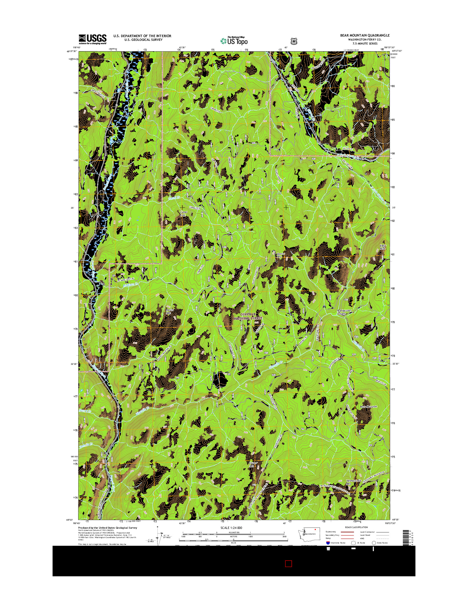 USGS US TOPO 7.5-MINUTE MAP FOR BEAR MOUNTAIN, WA 2017
