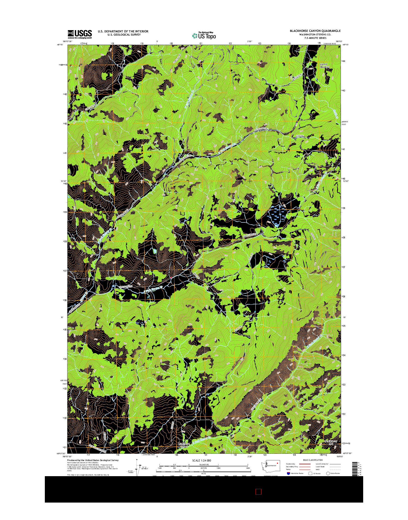 USGS US TOPO 7.5-MINUTE MAP FOR BLACKHORSE CANYON, WA 2017