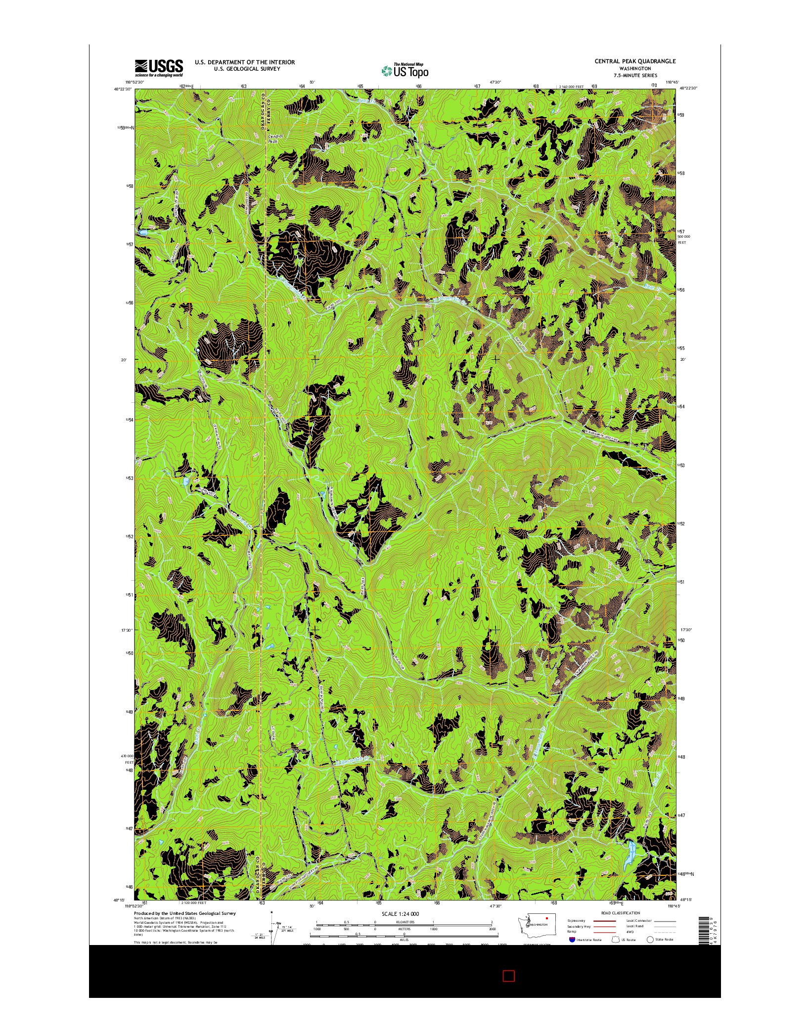 USGS US TOPO 7.5-MINUTE MAP FOR CENTRAL PEAK, WA 2017