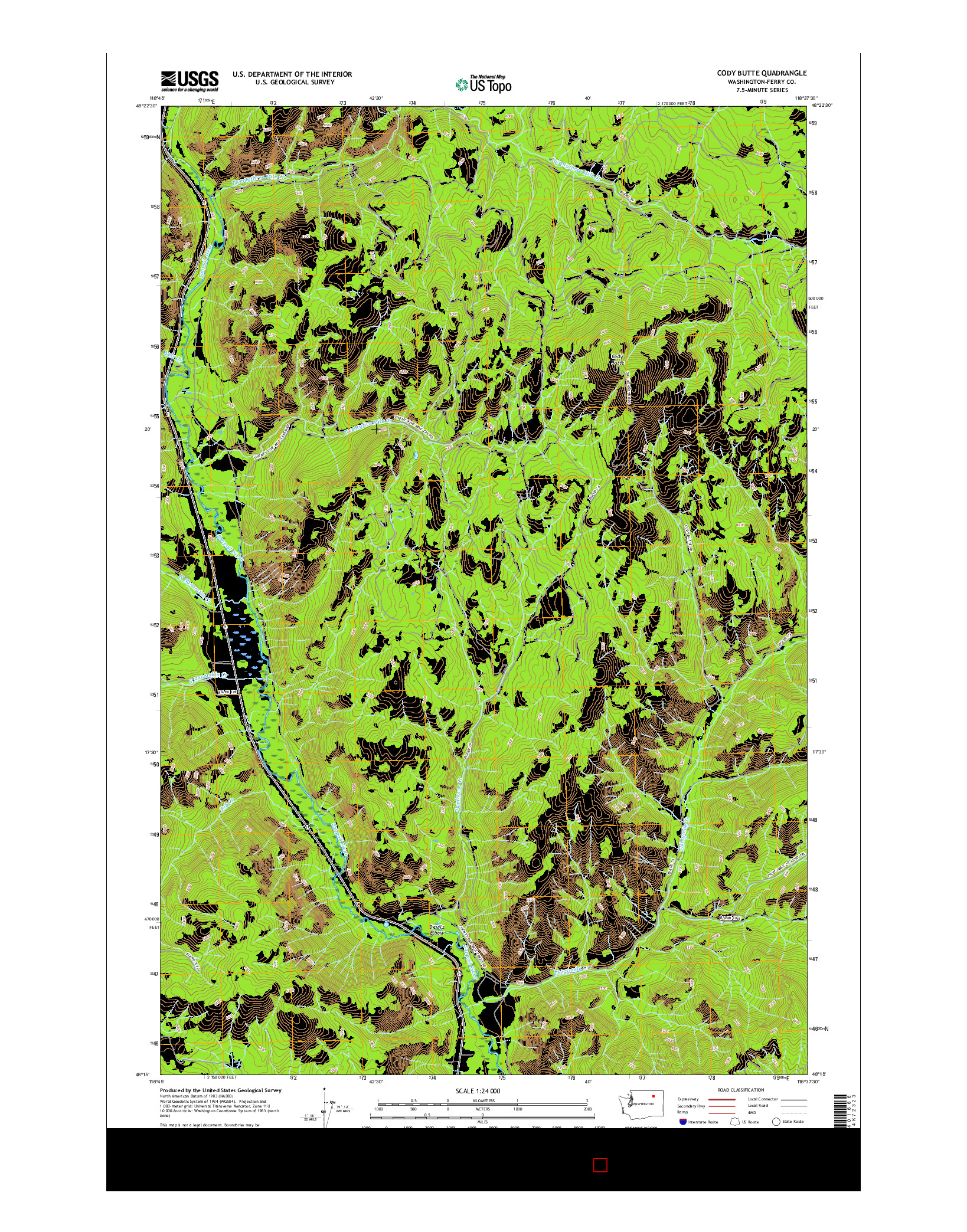 USGS US TOPO 7.5-MINUTE MAP FOR CODY BUTTE, WA 2017