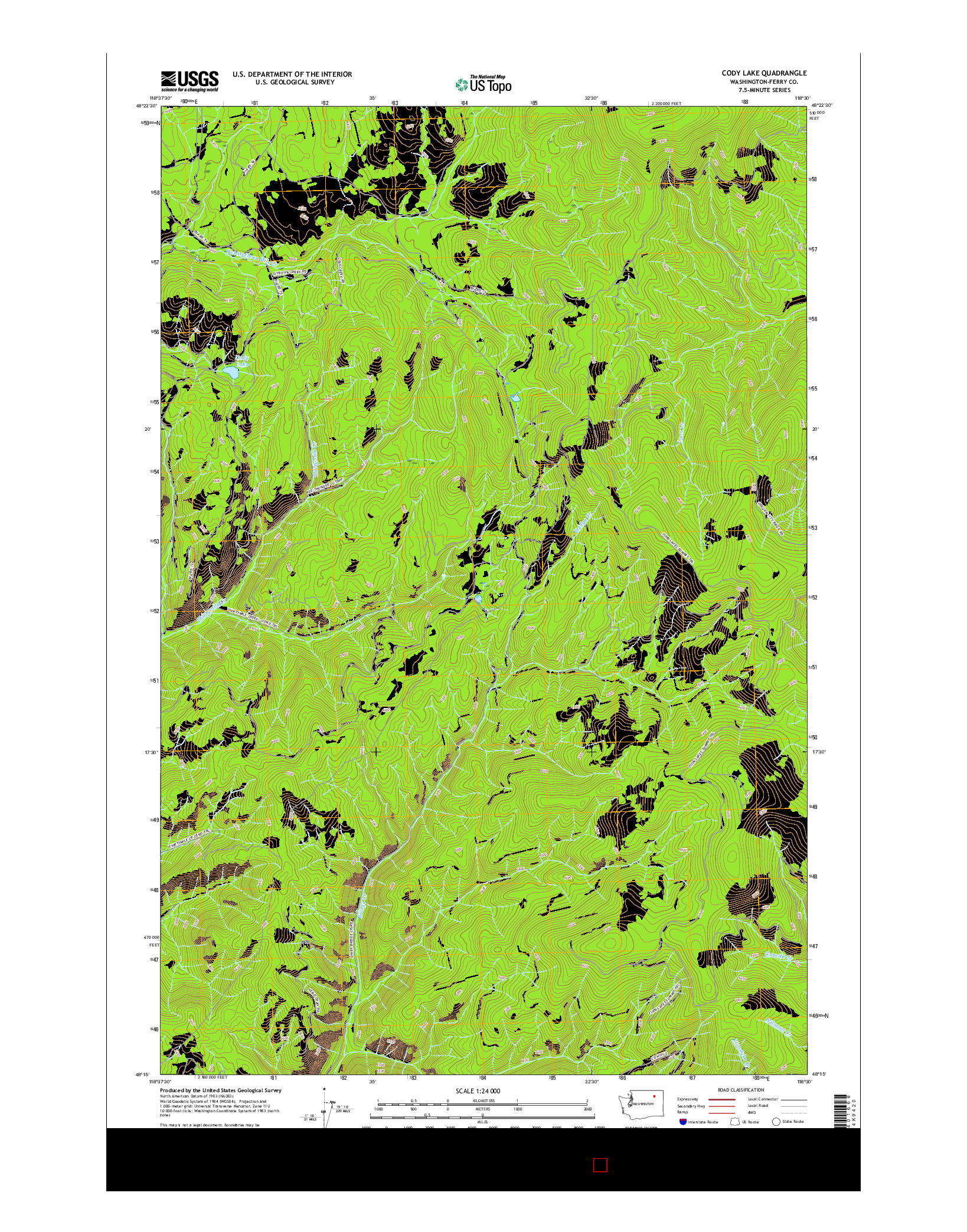 USGS US TOPO 7.5-MINUTE MAP FOR CODY LAKE, WA 2017