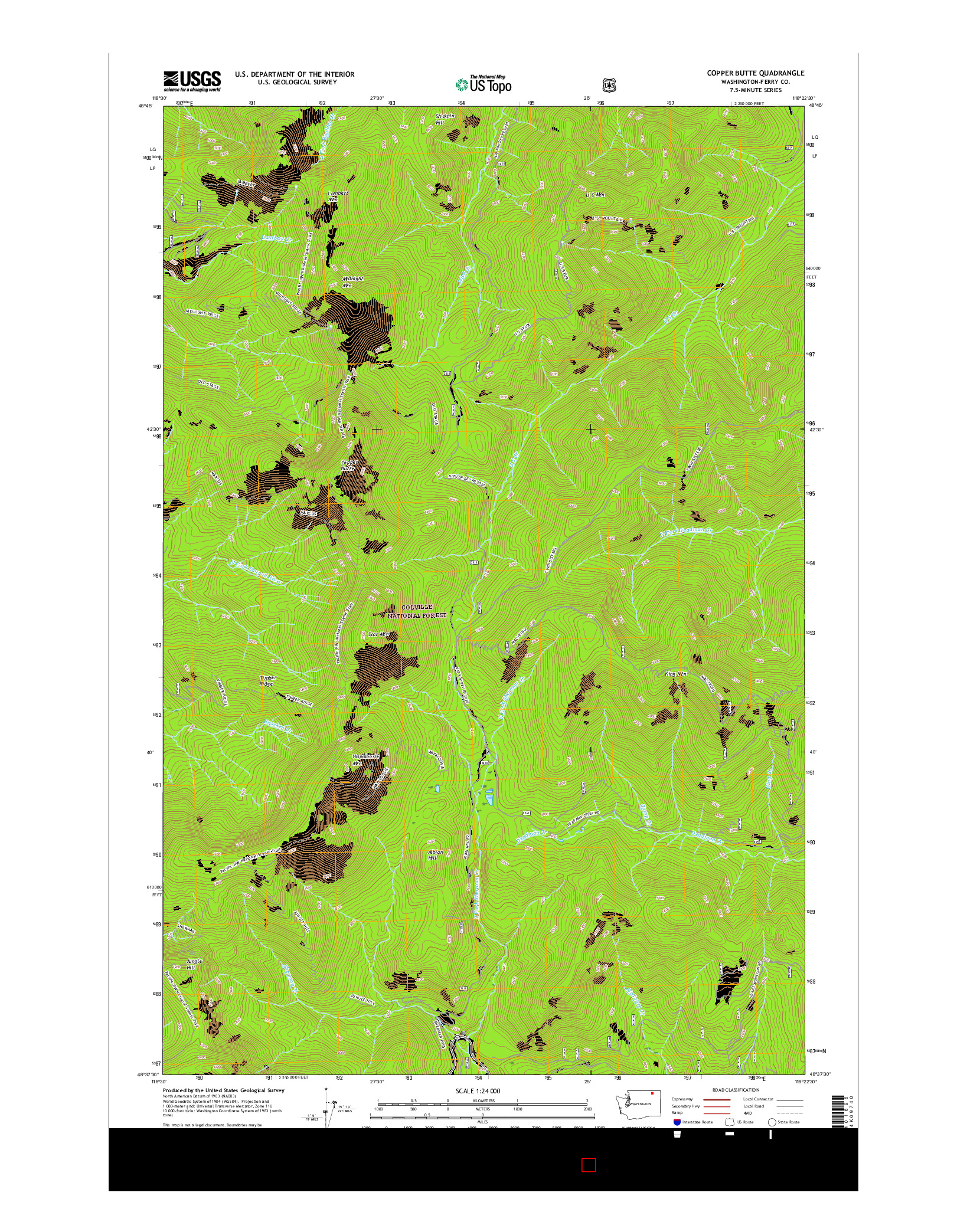 USGS US TOPO 7.5-MINUTE MAP FOR COPPER BUTTE, WA 2017