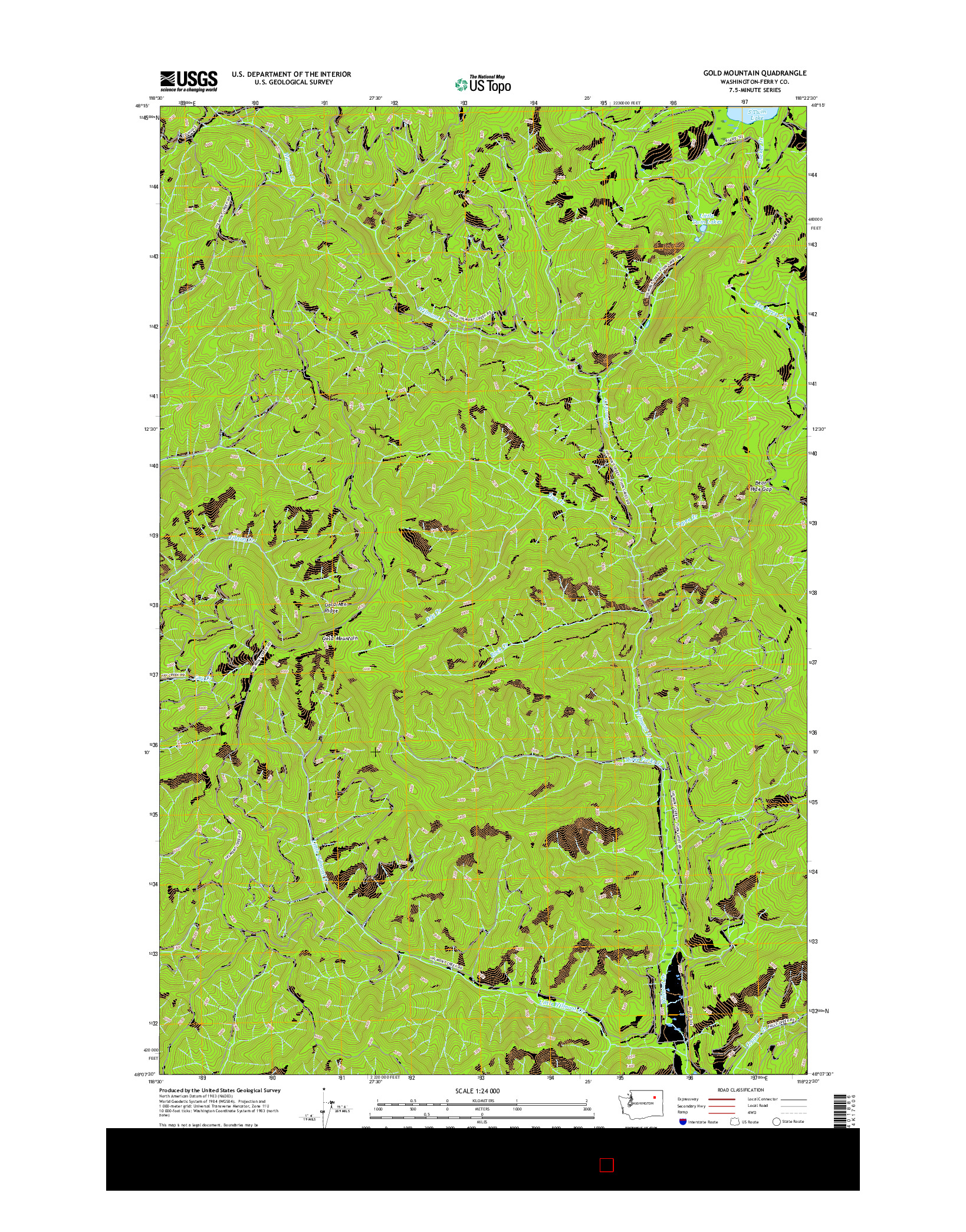 USGS US TOPO 7.5-MINUTE MAP FOR GOLD MOUNTAIN, WA 2017