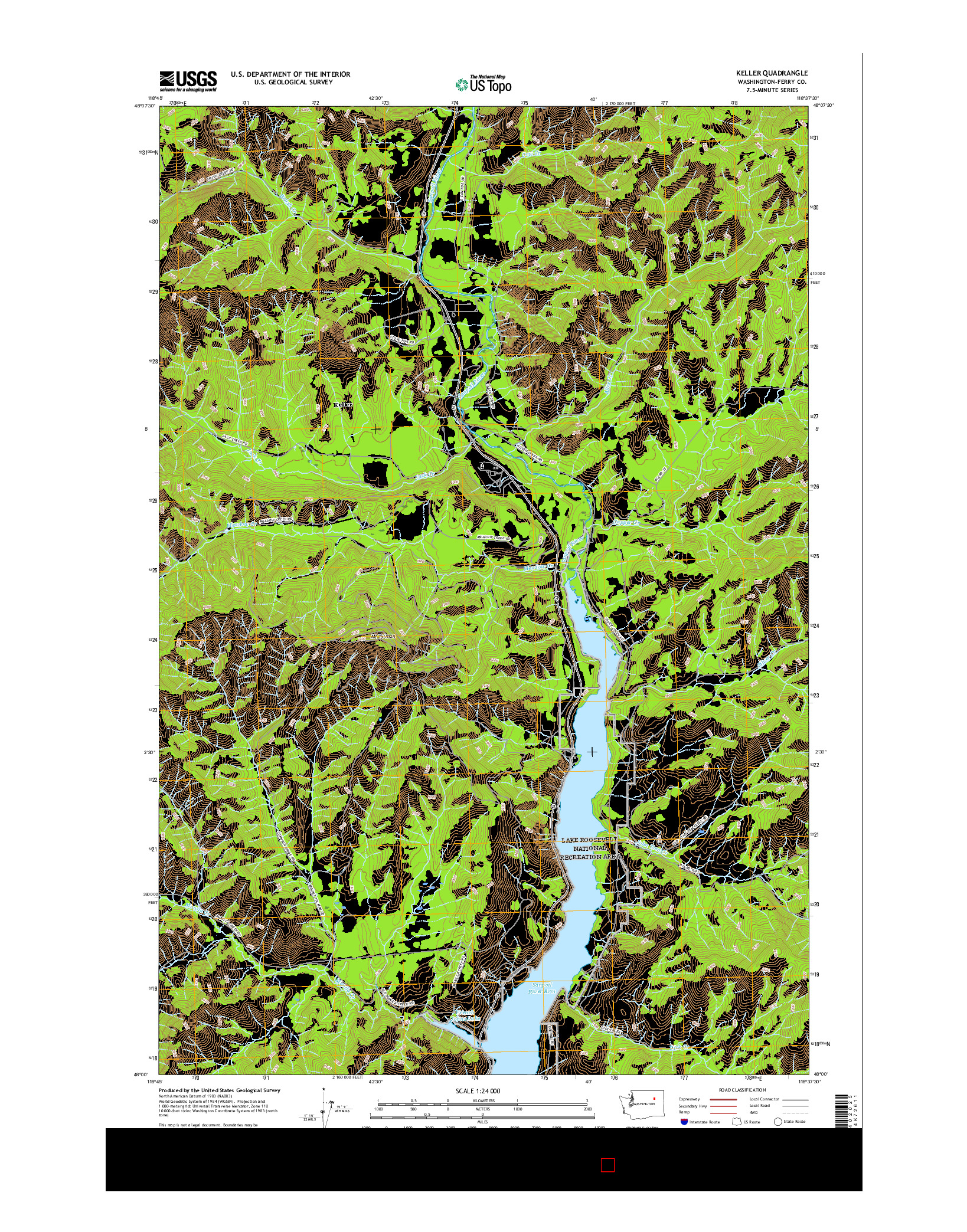 USGS US TOPO 7.5-MINUTE MAP FOR KELLER, WA 2017