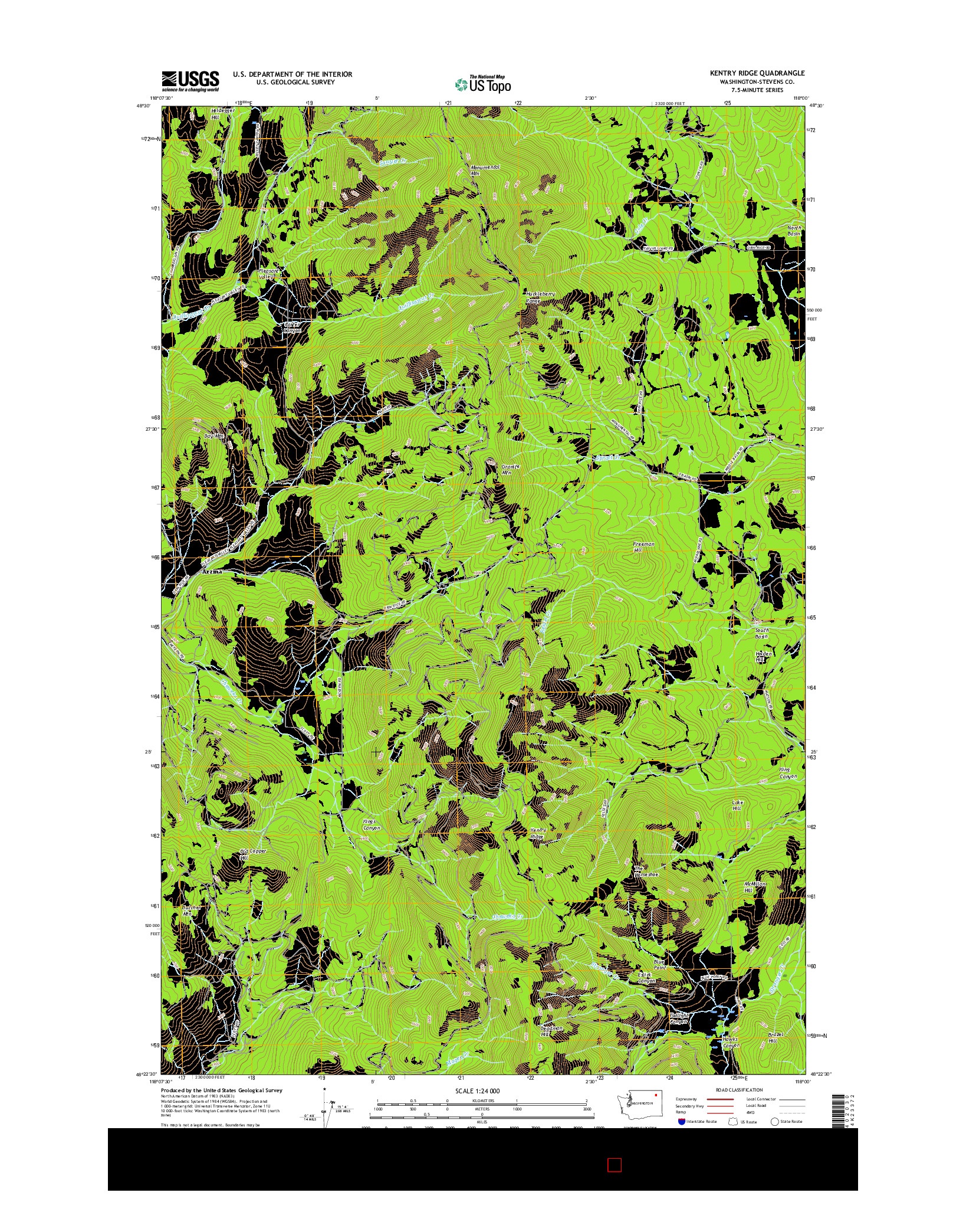 USGS US TOPO 7.5-MINUTE MAP FOR KENTRY RIDGE, WA 2017