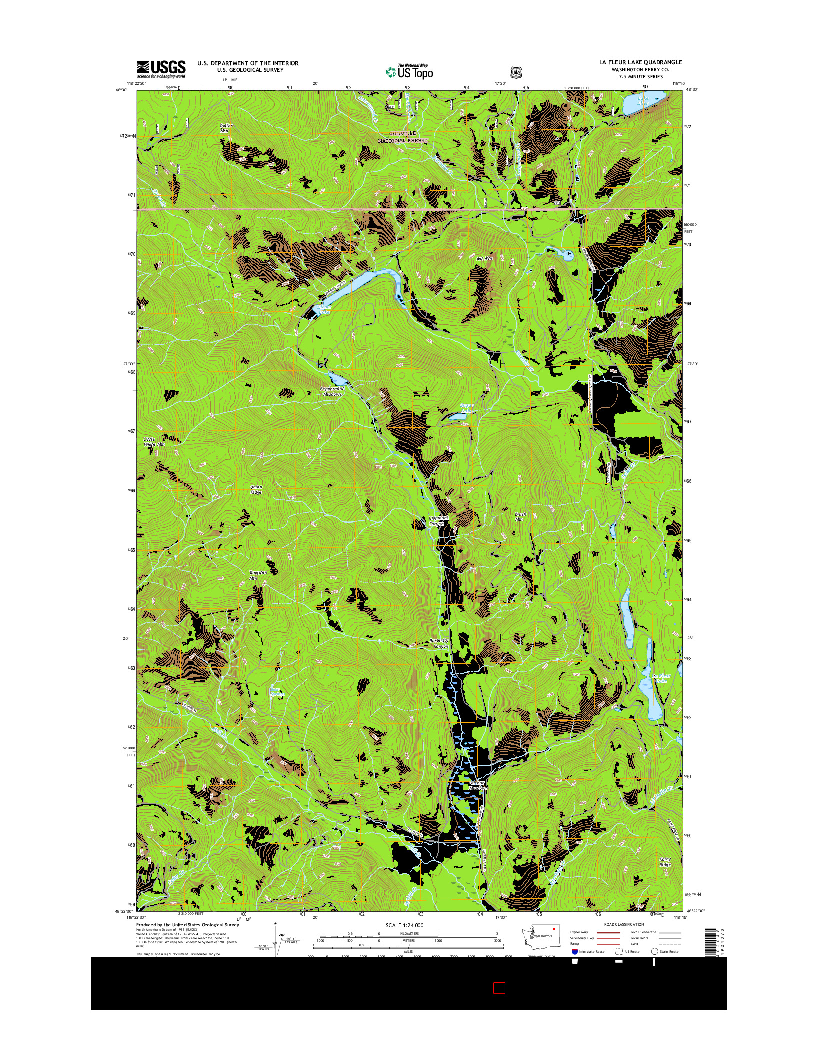 USGS US TOPO 7.5-MINUTE MAP FOR LA FLEUR LAKE, WA 2017