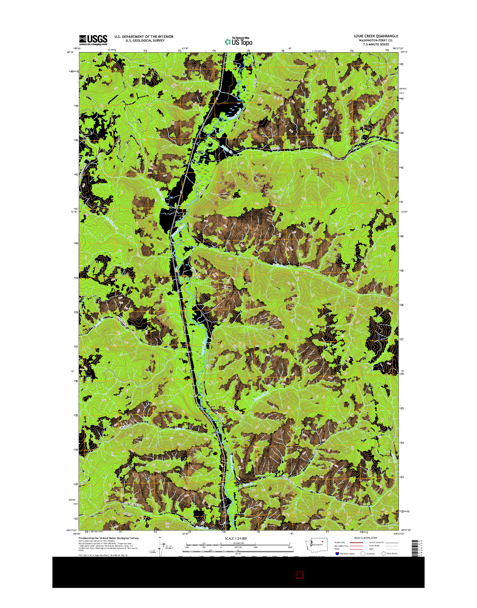 USGS US TOPO 7.5-MINUTE MAP FOR LOUIE CREEK, WA 2017