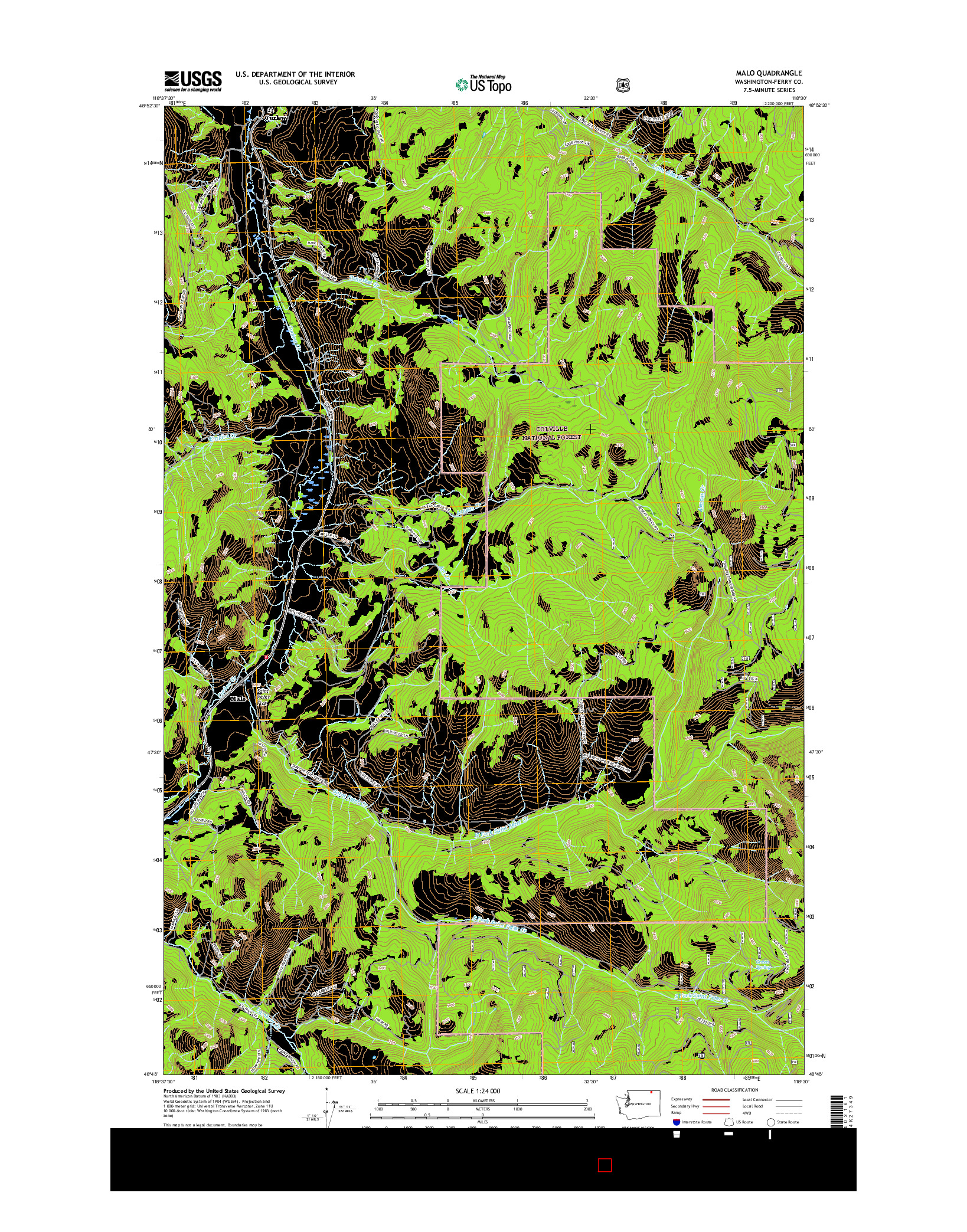 USGS US TOPO 7.5-MINUTE MAP FOR MALO, WA 2017