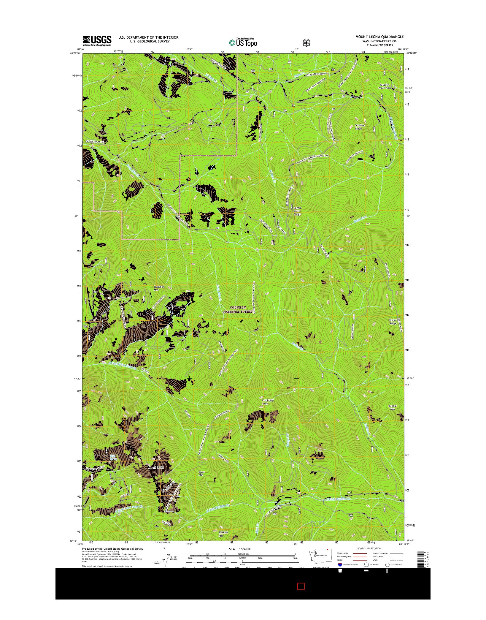 USGS US TOPO 7.5-MINUTE MAP FOR MOUNT LEONA, WA 2017