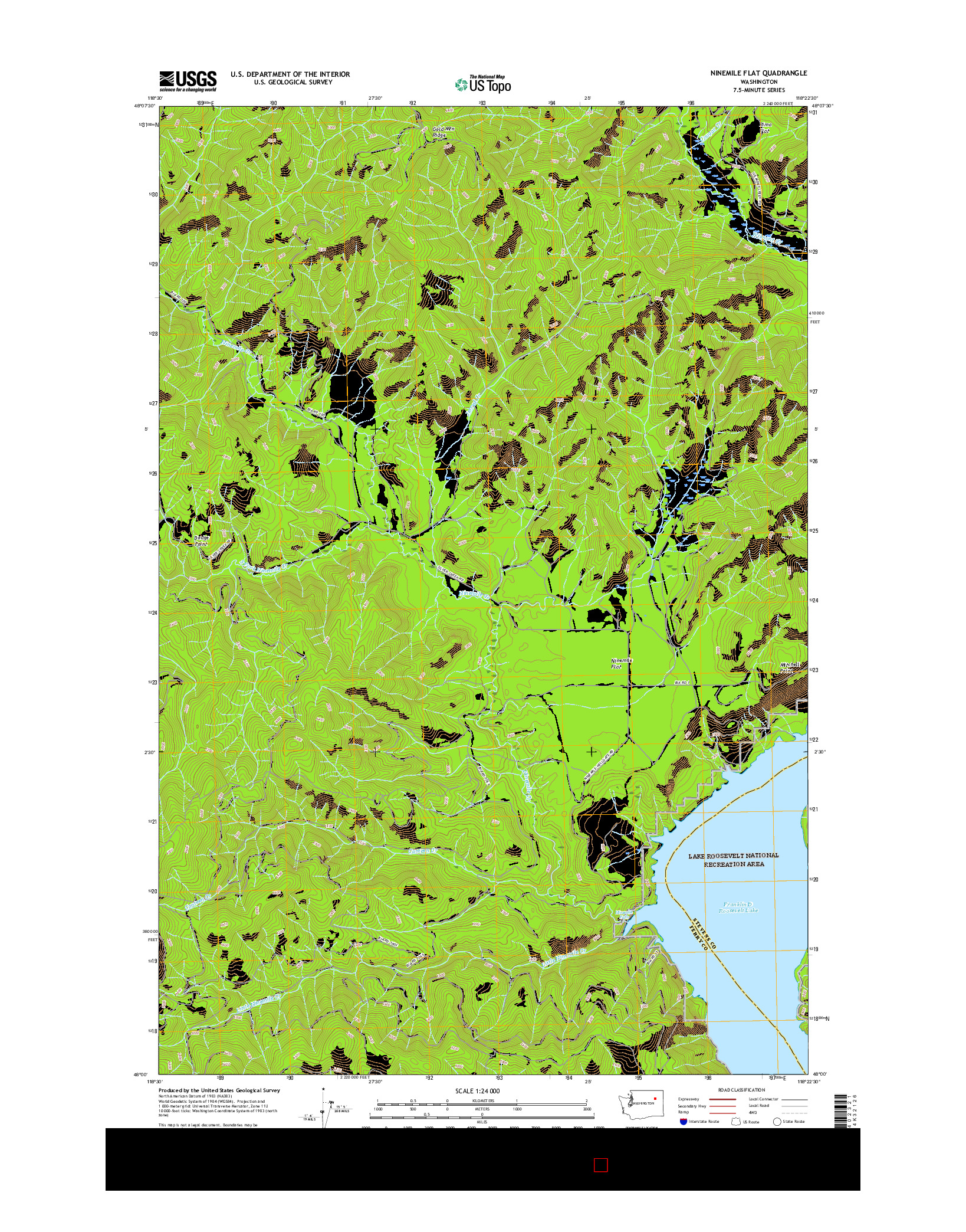 USGS US TOPO 7.5-MINUTE MAP FOR NINEMILE FLAT, WA 2017