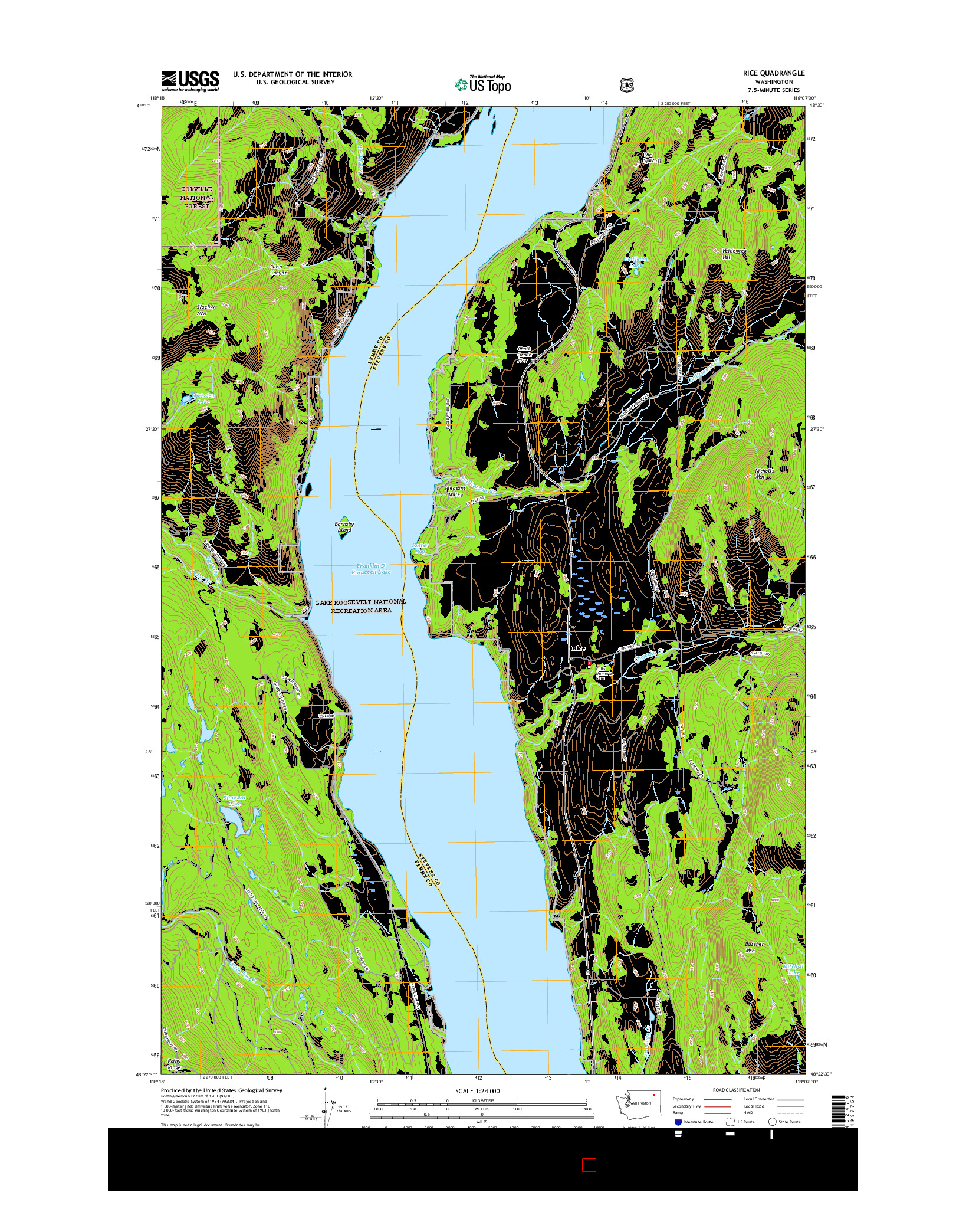 USGS US TOPO 7.5-MINUTE MAP FOR RICE, WA 2017