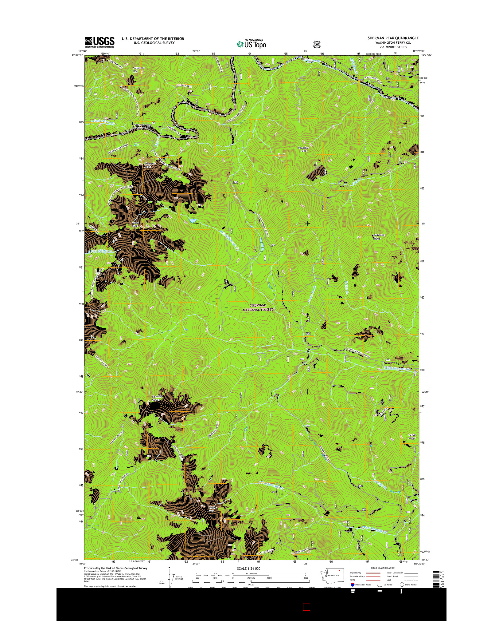 USGS US TOPO 7.5-MINUTE MAP FOR SHERMAN PEAK, WA 2017