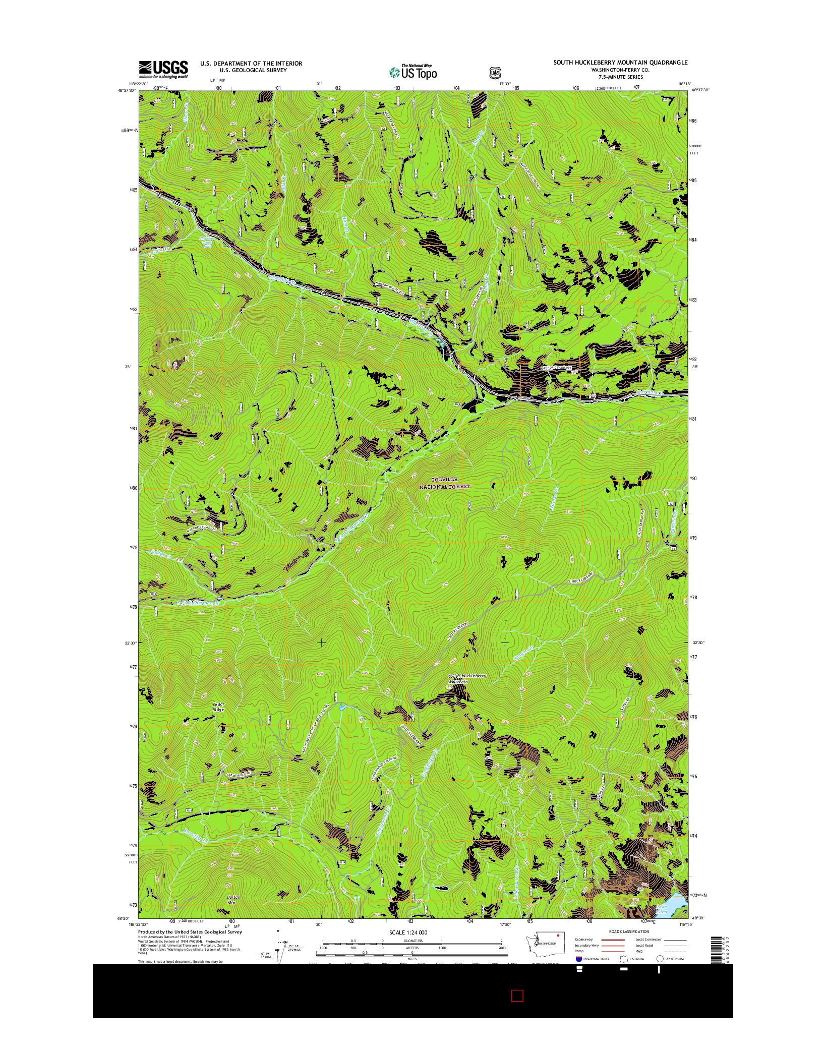 USGS US TOPO 7.5-MINUTE MAP FOR SOUTH HUCKLEBERRY MOUNTAIN, WA 2017