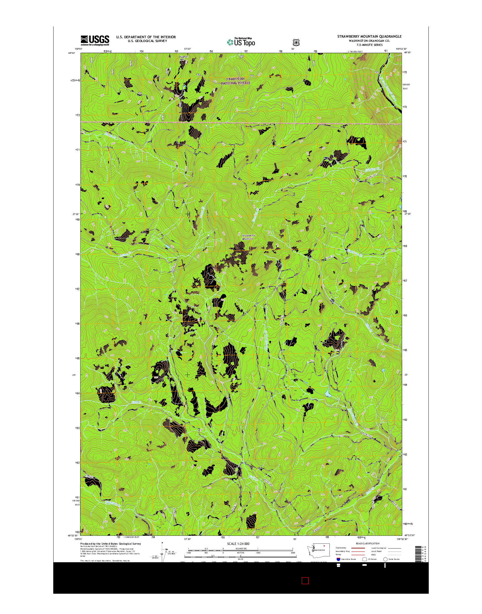 USGS US TOPO 7.5-MINUTE MAP FOR STRAWBERRY MOUNTAIN, WA 2017