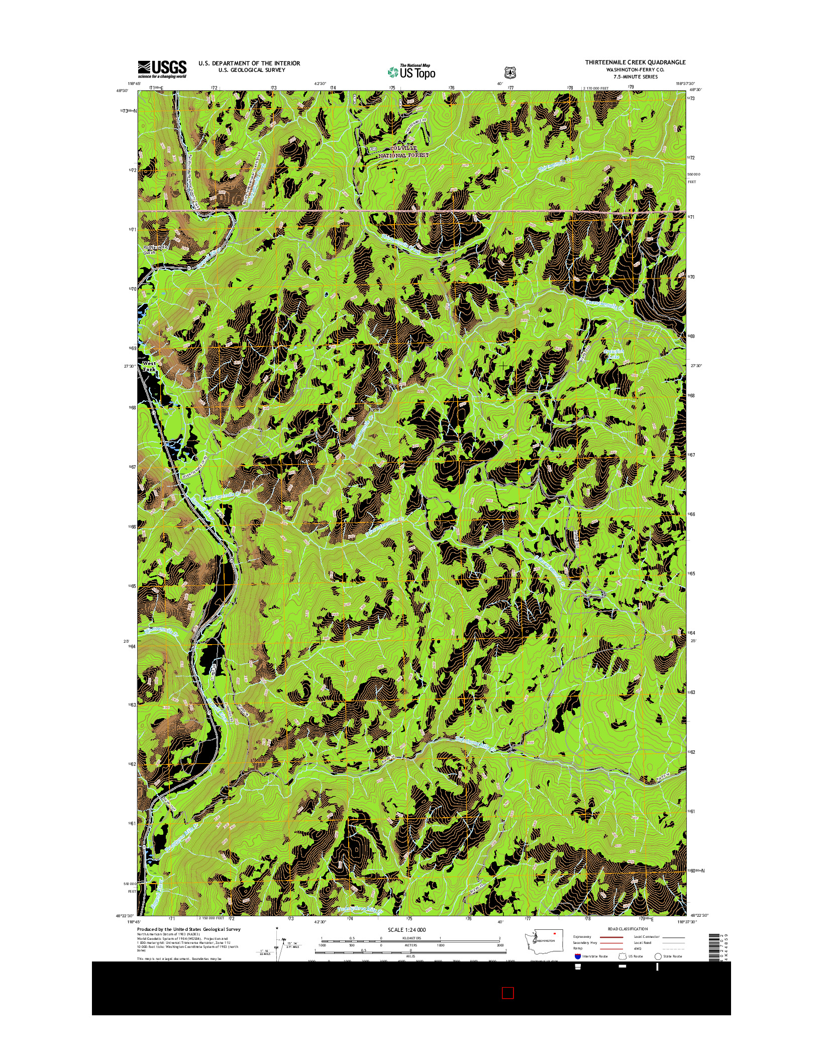 USGS US TOPO 7.5-MINUTE MAP FOR THIRTEENMILE CREEK, WA 2017