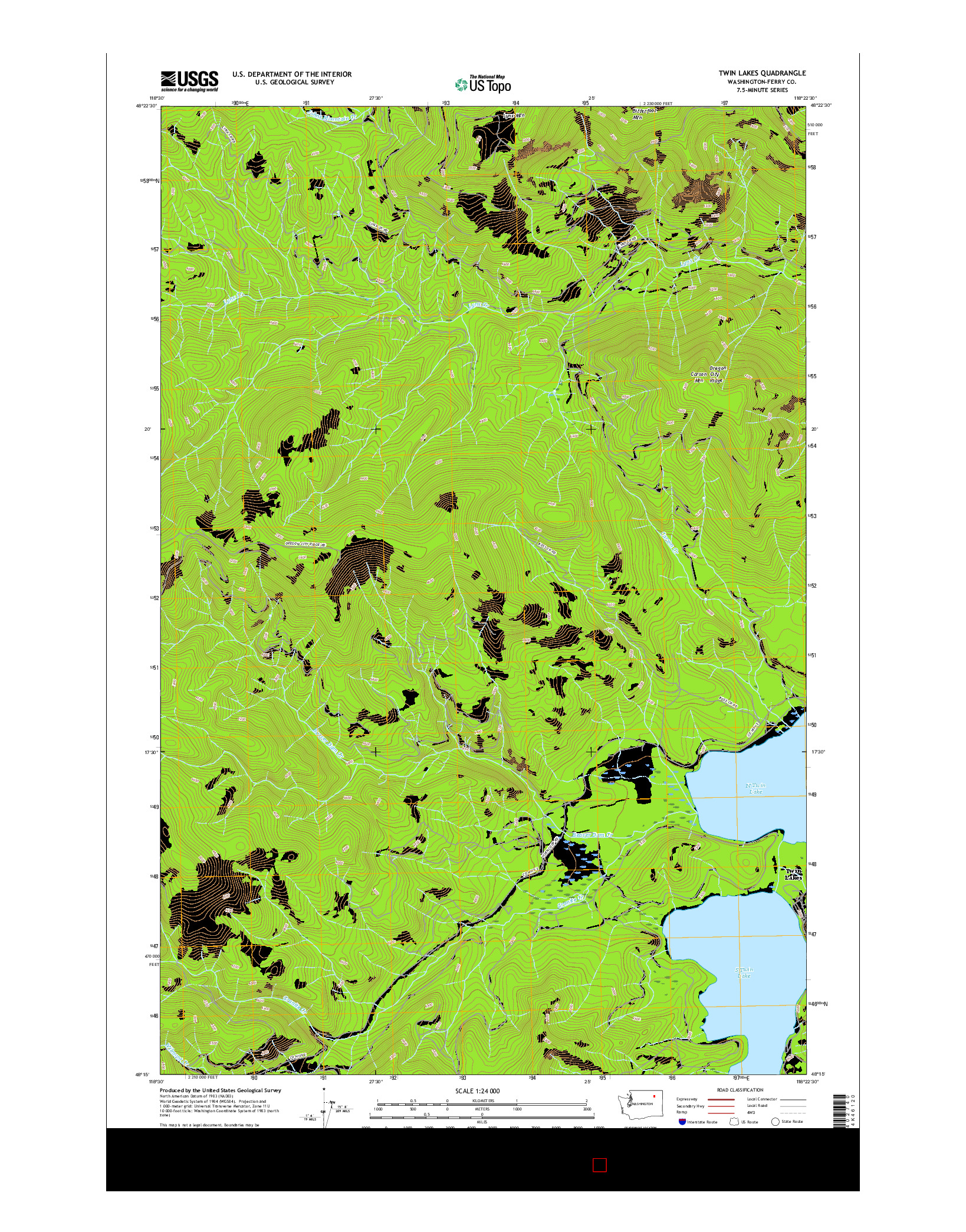 USGS US TOPO 7.5-MINUTE MAP FOR TWIN LAKES, WA 2017