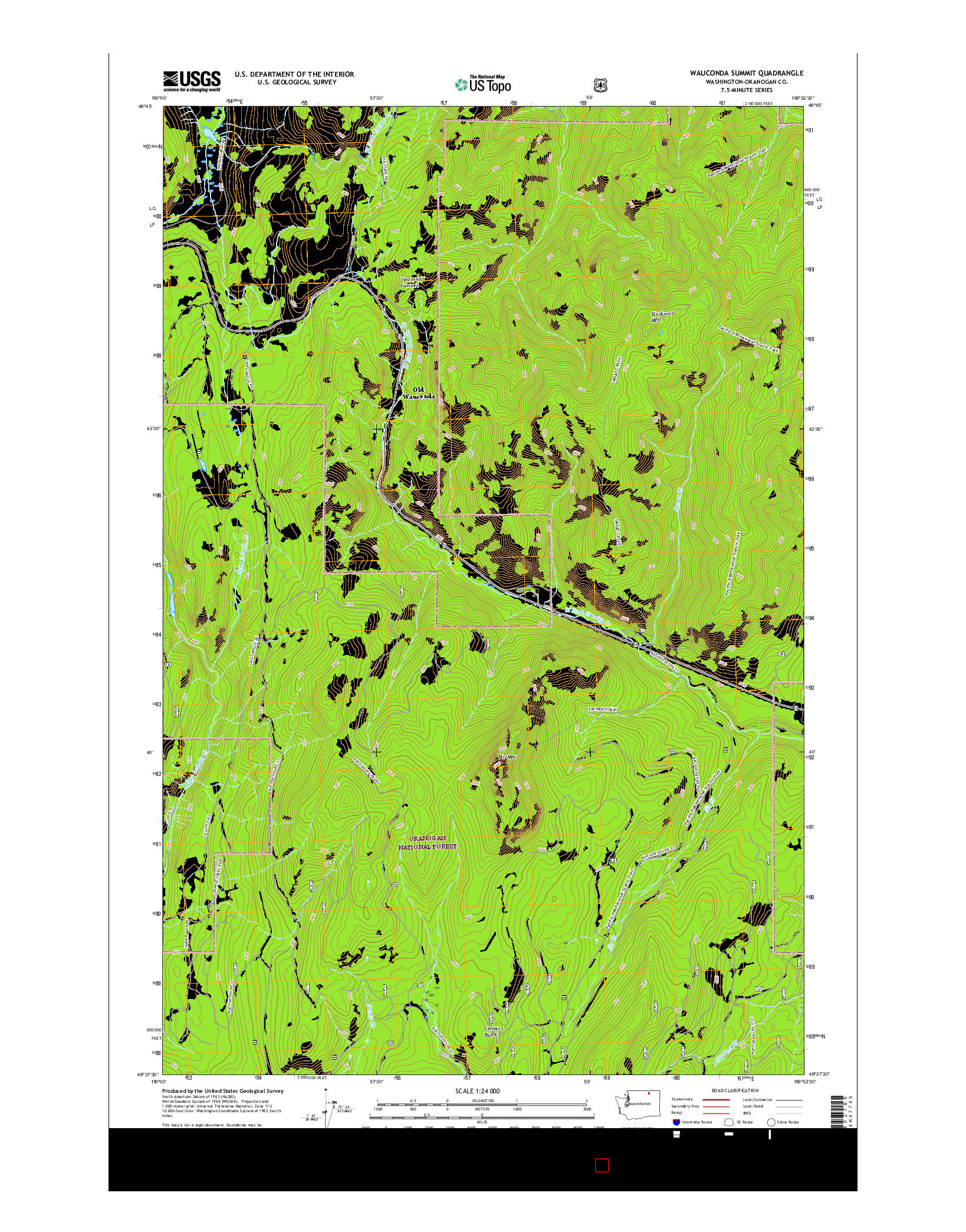 USGS US TOPO 7.5-MINUTE MAP FOR WAUCONDA SUMMIT, WA 2017