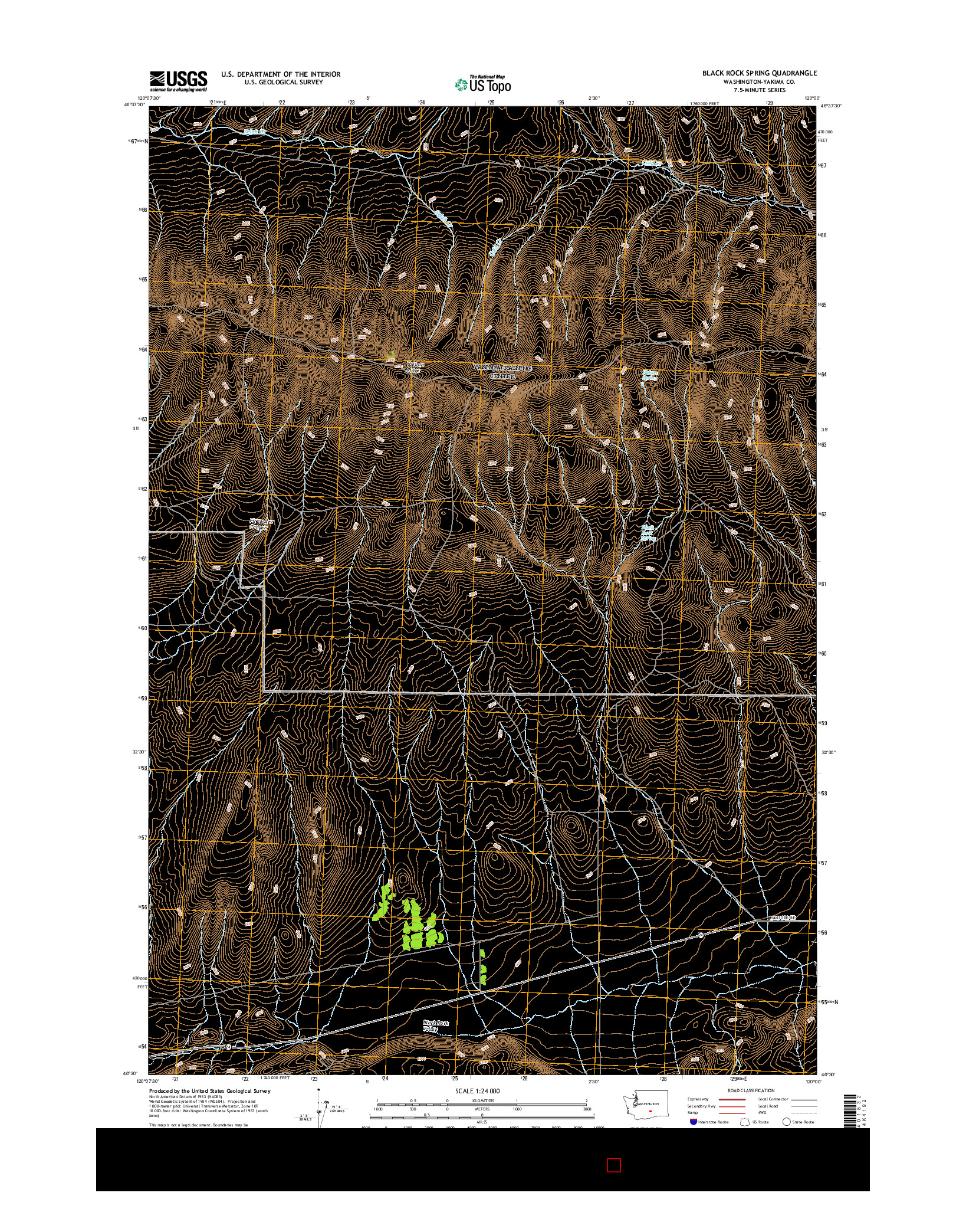 USGS US TOPO 7.5-MINUTE MAP FOR BLACK ROCK SPRING, WA 2017