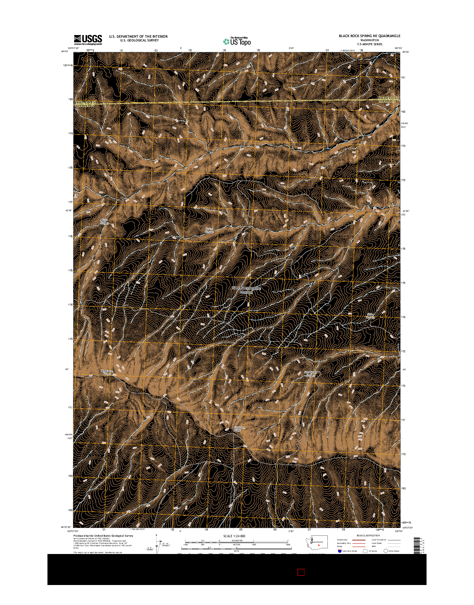 USGS US TOPO 7.5-MINUTE MAP FOR BLACK ROCK SPRING NE, WA 2017