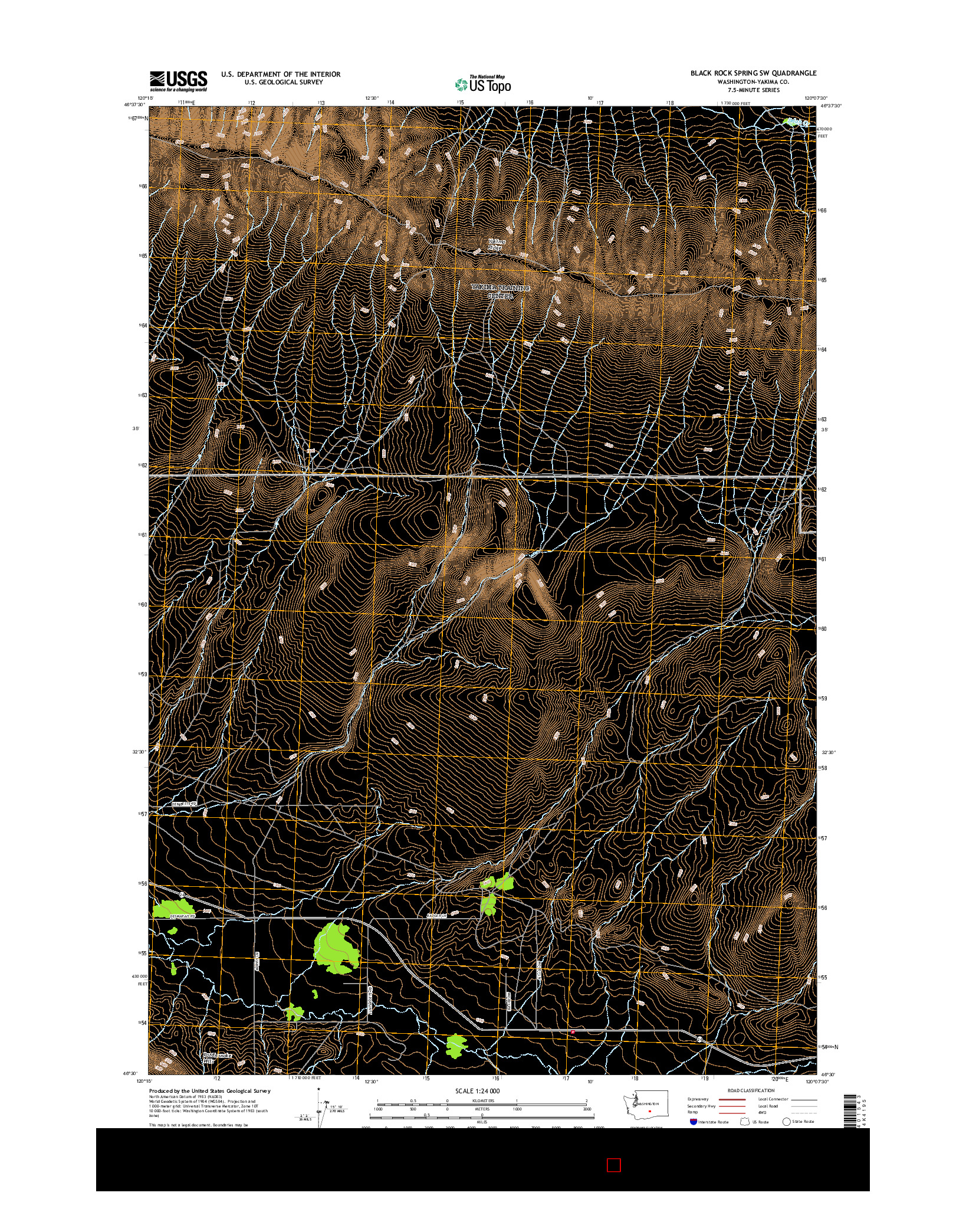 USGS US TOPO 7.5-MINUTE MAP FOR BLACK ROCK SPRING SW, WA 2017