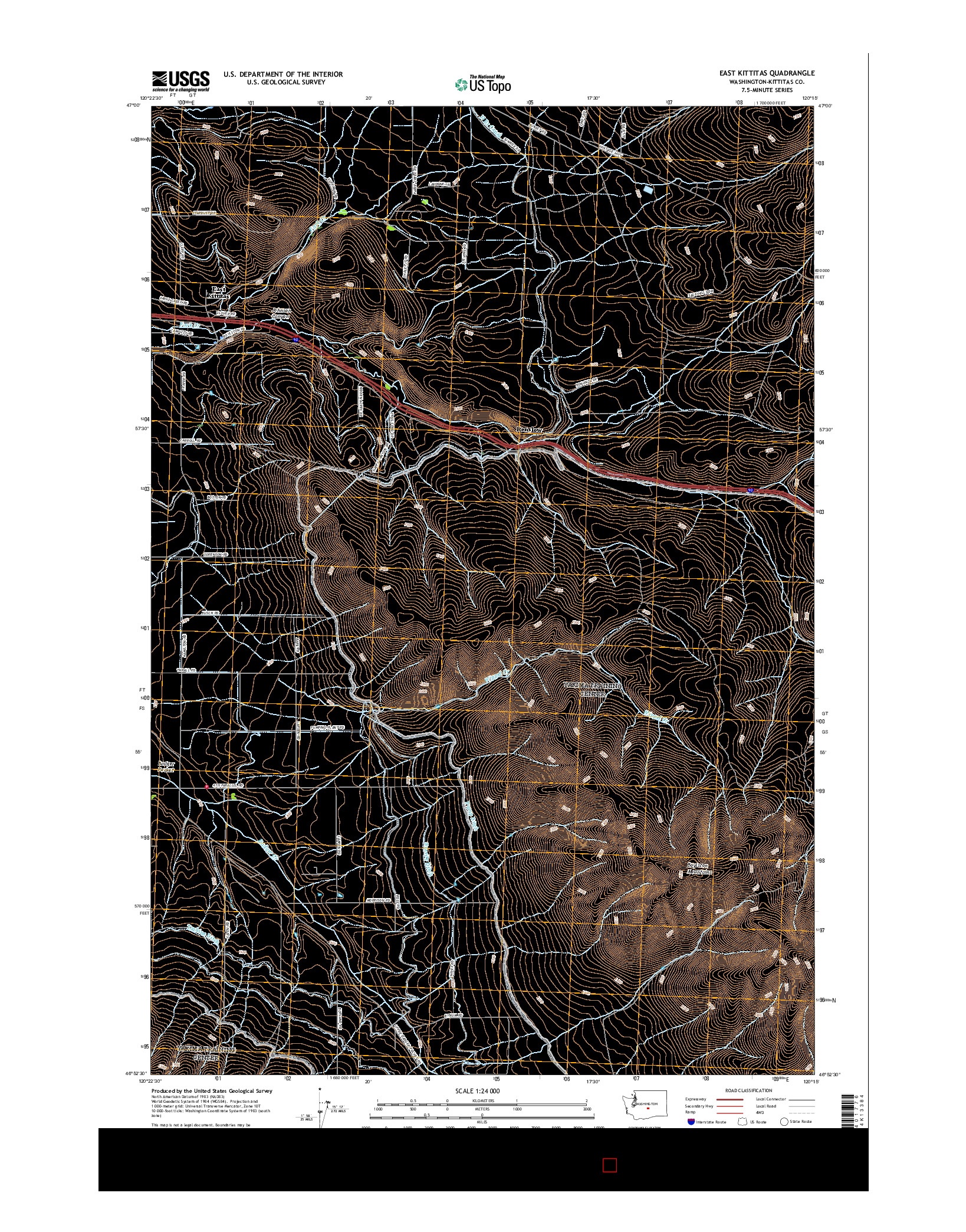 USGS US TOPO 7.5-MINUTE MAP FOR EAST KITTITAS, WA 2017