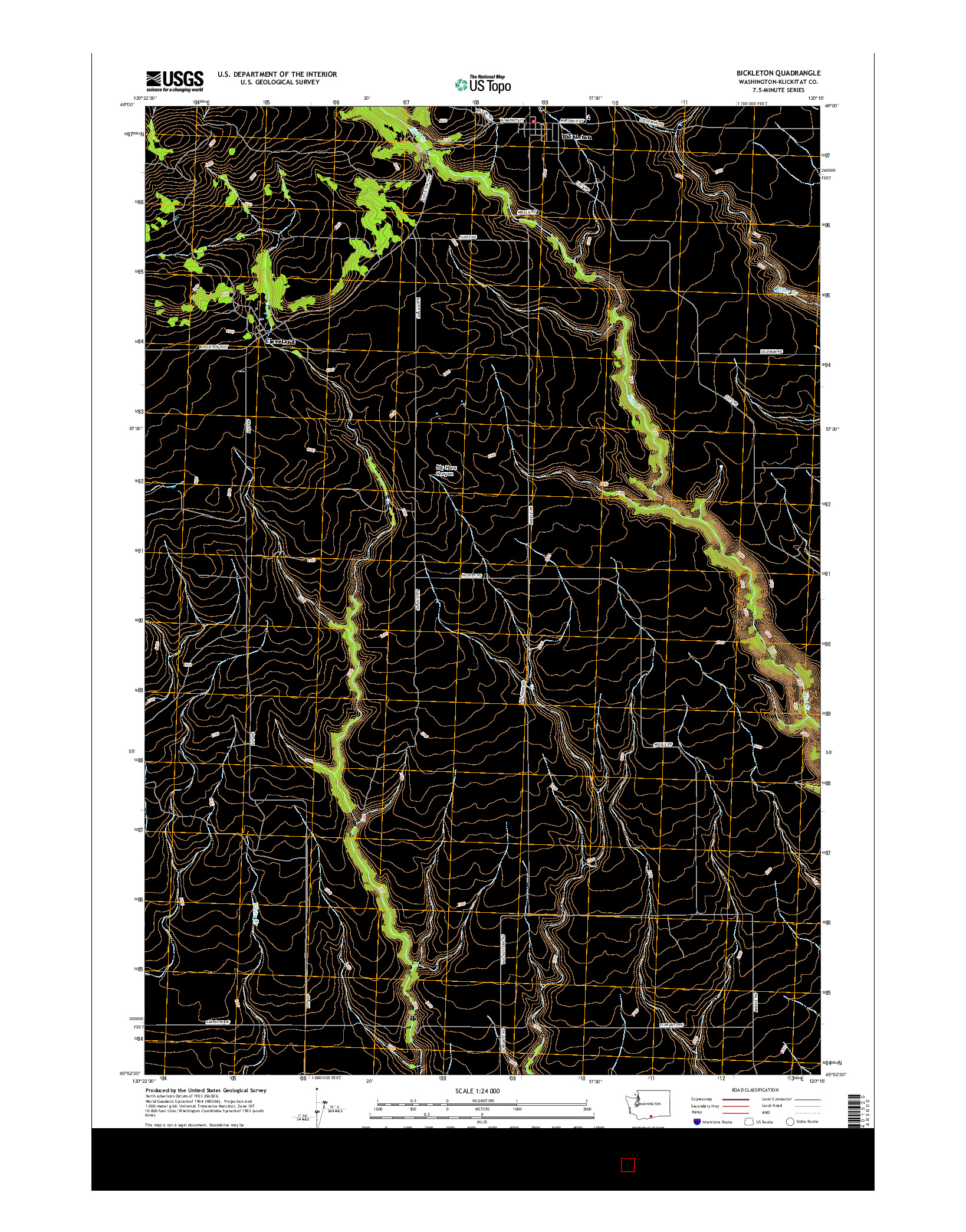 USGS US TOPO 7.5-MINUTE MAP FOR BICKLETON, WA 2017