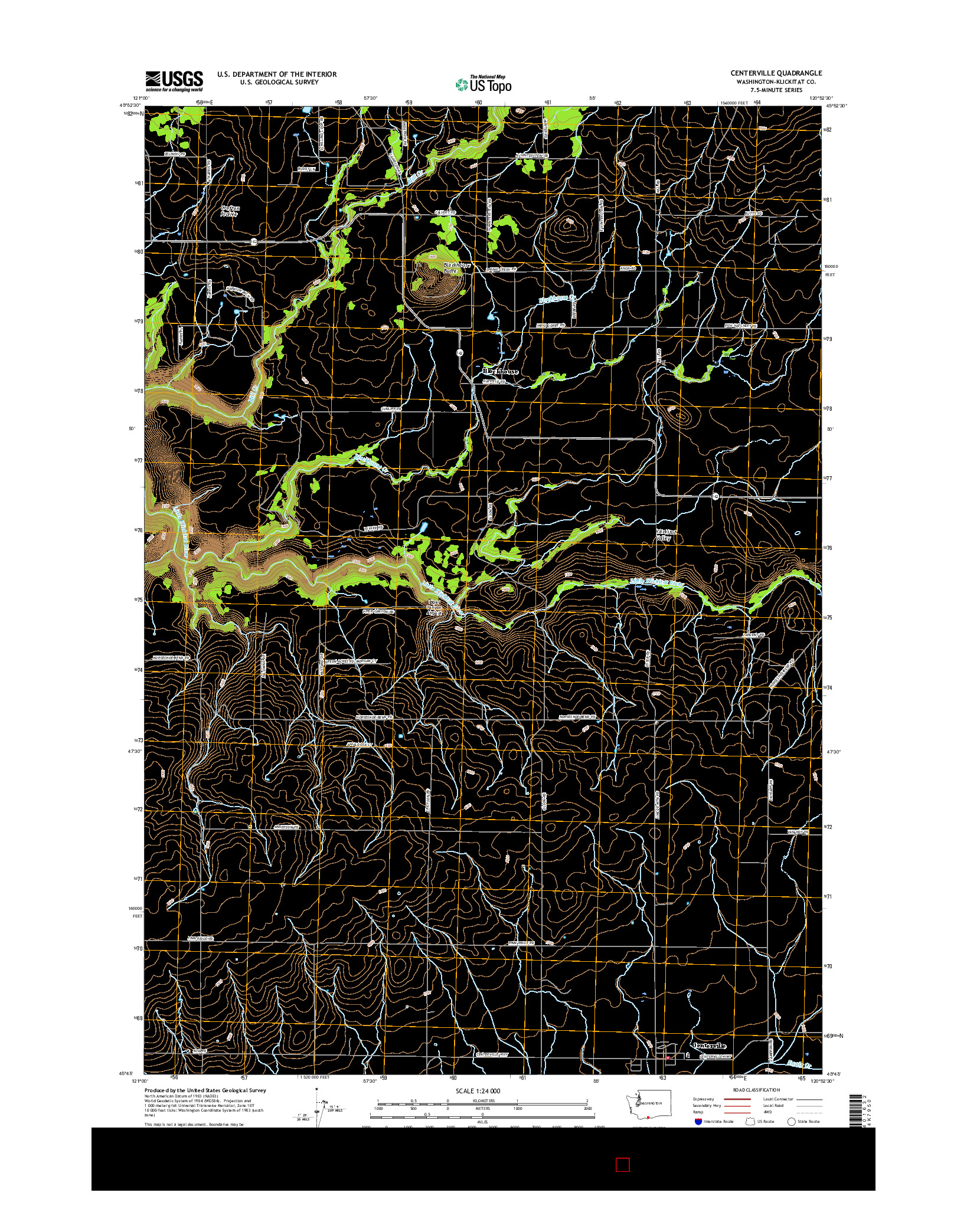 USGS US TOPO 7.5-MINUTE MAP FOR CENTERVILLE, WA 2017