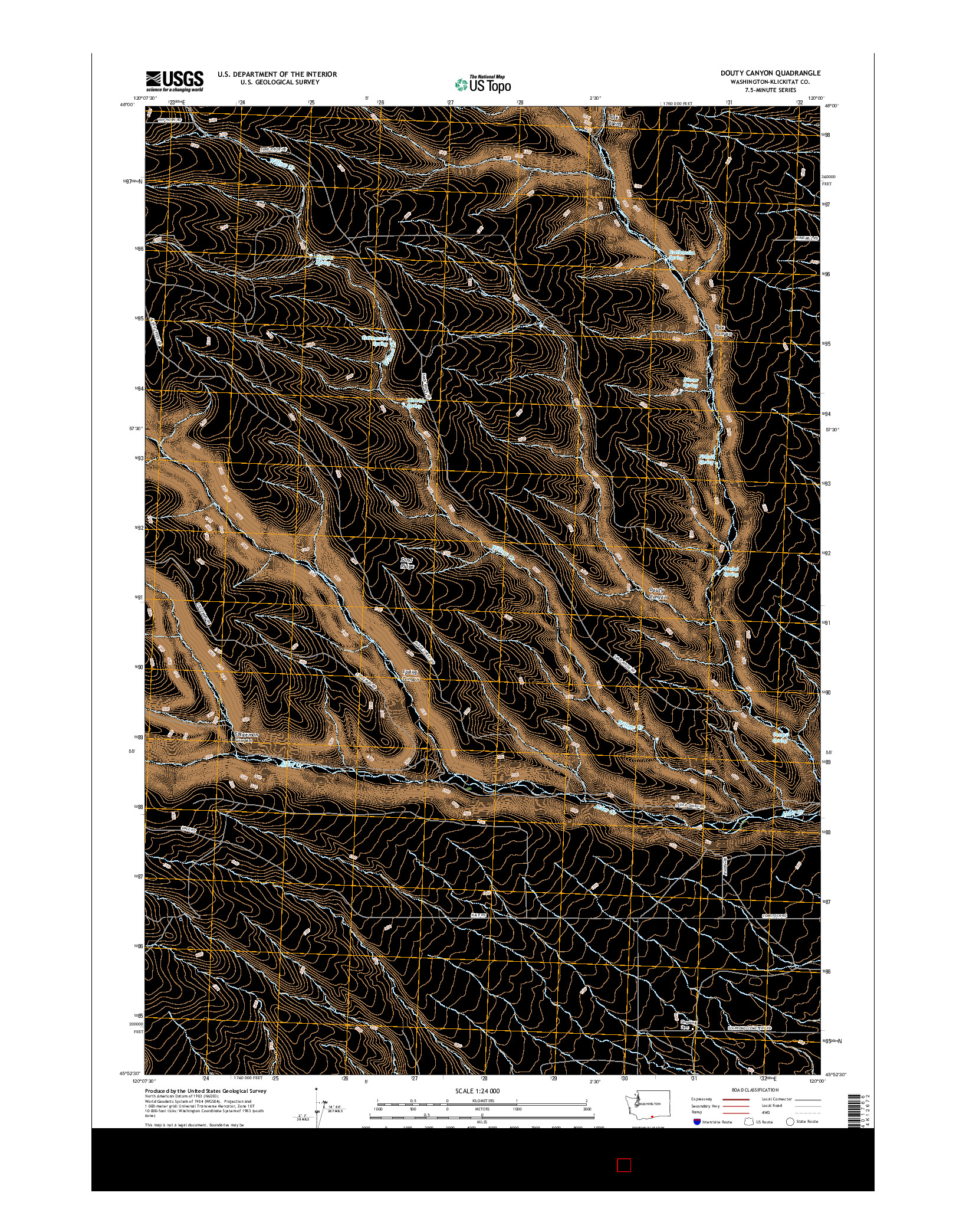 USGS US TOPO 7.5-MINUTE MAP FOR DOUTY CANYON, WA 2017