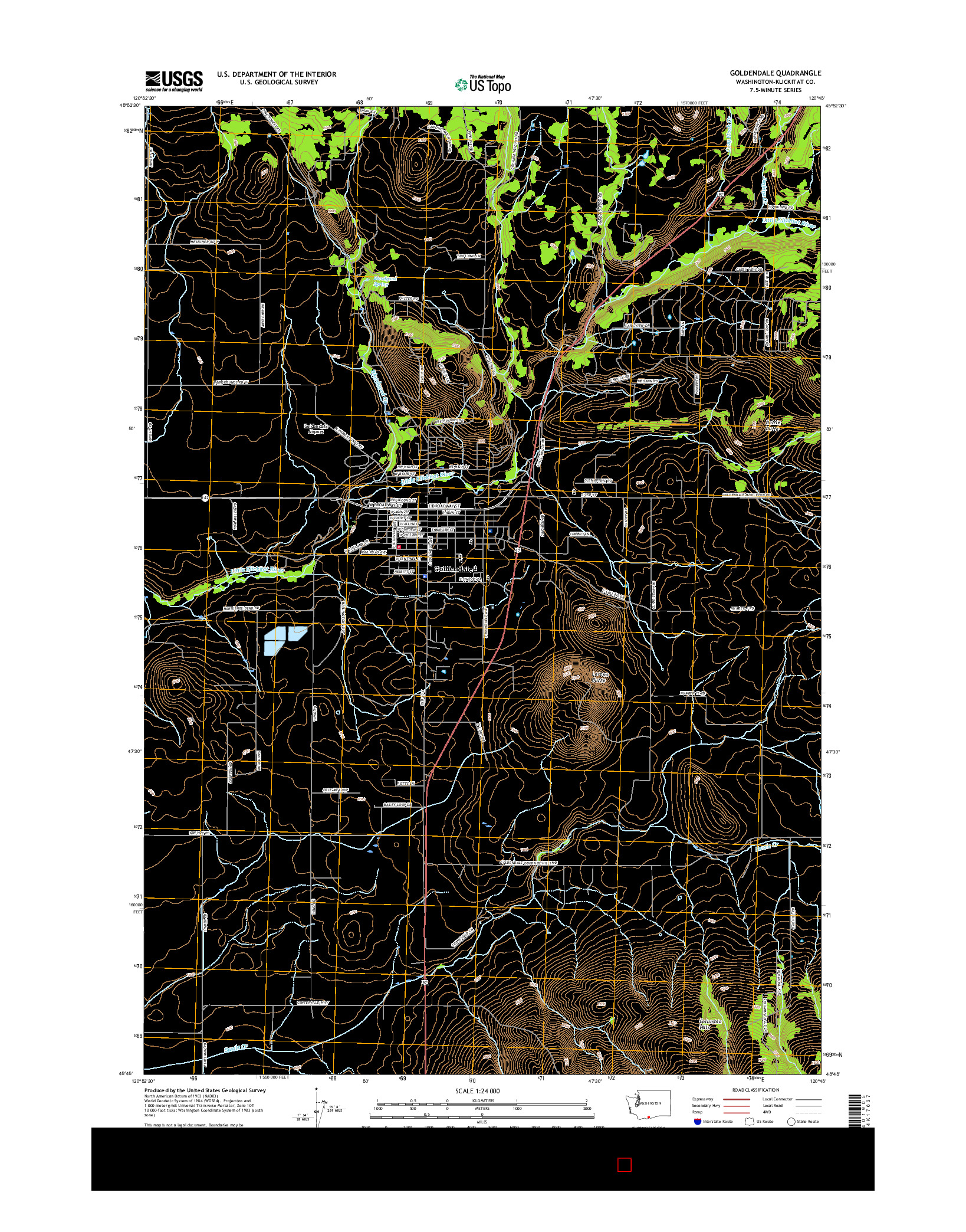 USGS US TOPO 7.5-MINUTE MAP FOR GOLDENDALE, WA 2017