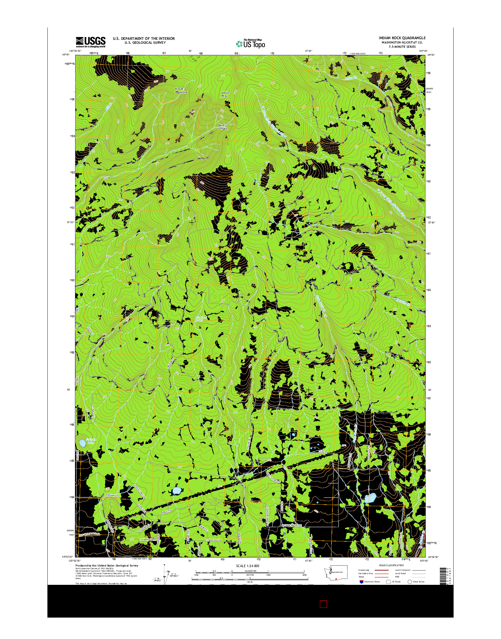 USGS US TOPO 7.5-MINUTE MAP FOR INDIAN ROCK, WA 2017