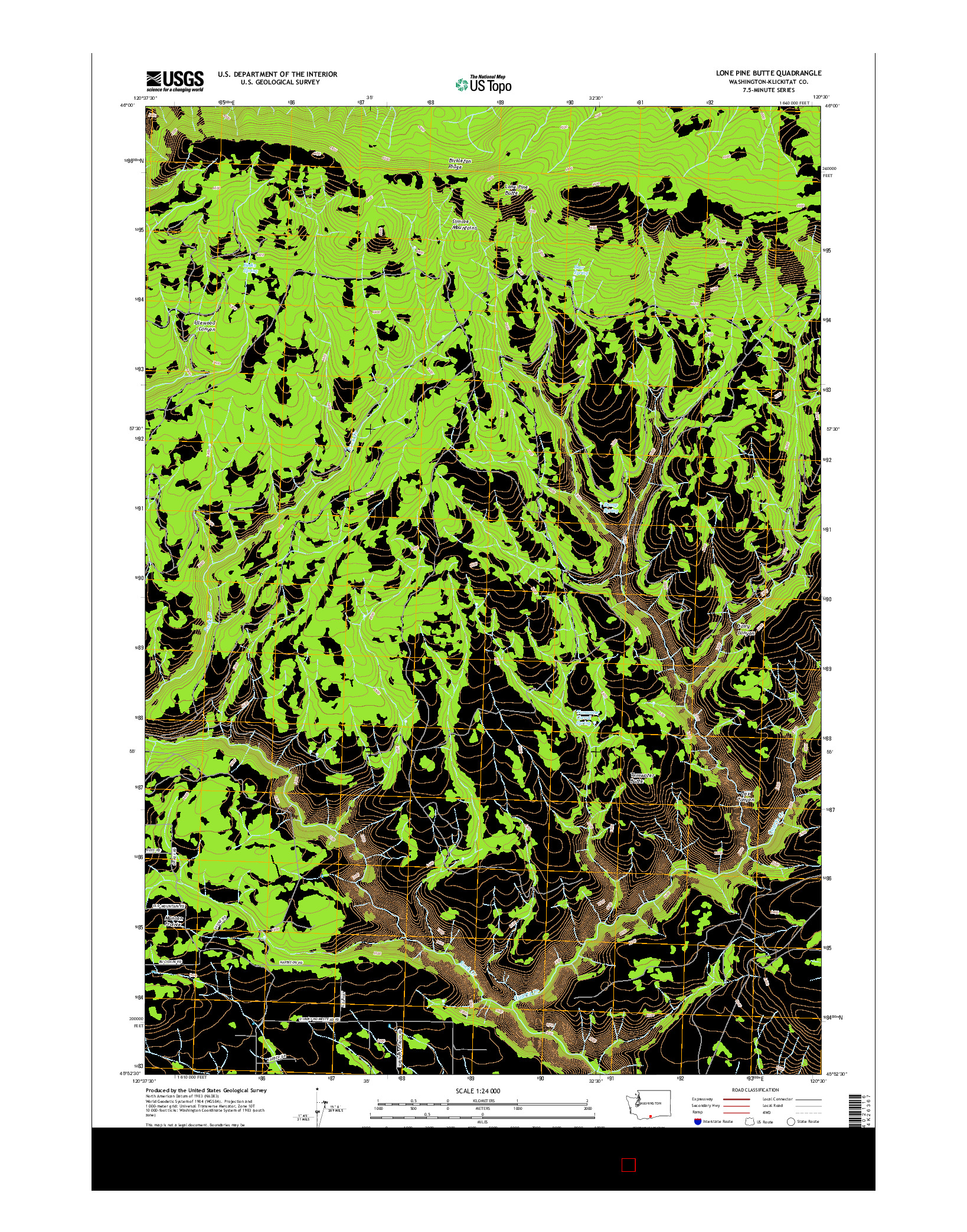 USGS US TOPO 7.5-MINUTE MAP FOR LONE PINE BUTTE, WA 2017