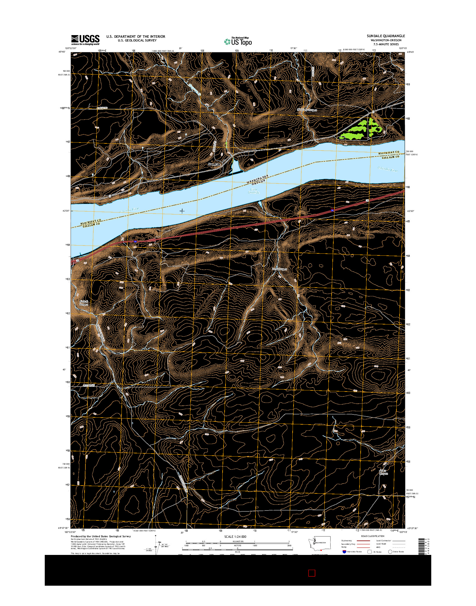 USGS US TOPO 7.5-MINUTE MAP FOR SUNDALE, WA-OR 2017