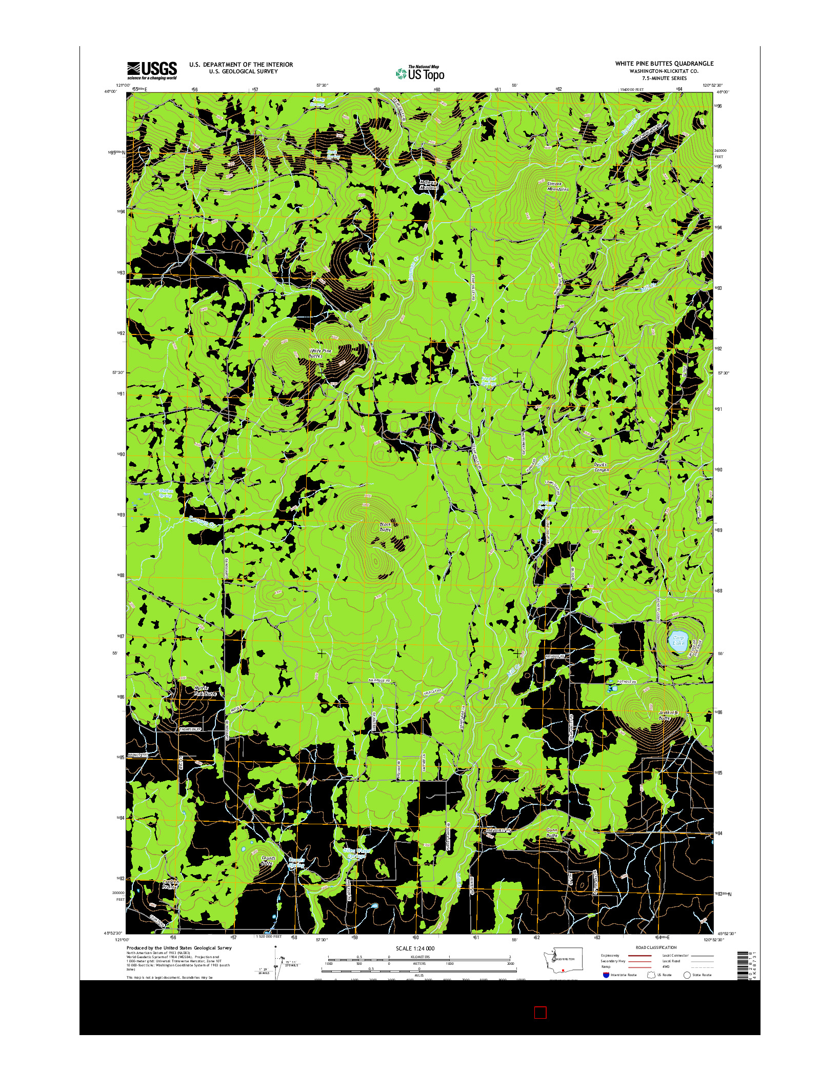 USGS US TOPO 7.5-MINUTE MAP FOR WHITE PINE BUTTES, WA 2017