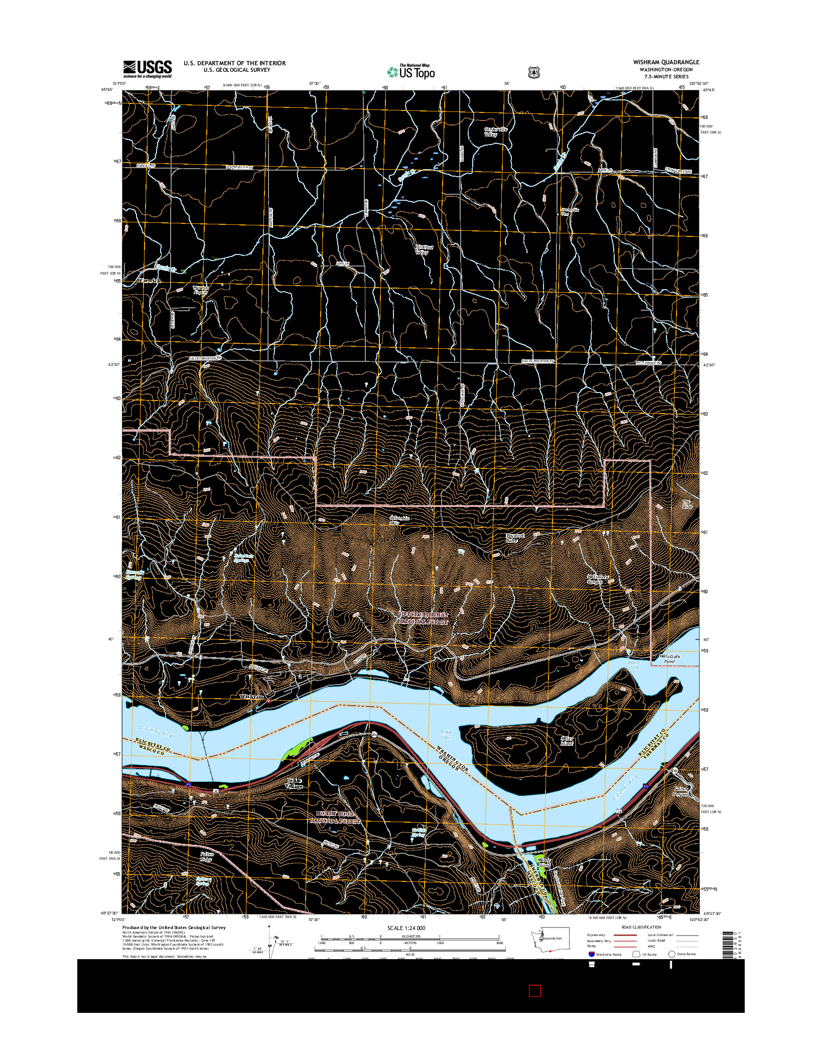 USGS US TOPO 7.5-MINUTE MAP FOR WISHRAM, WA-OR 2017