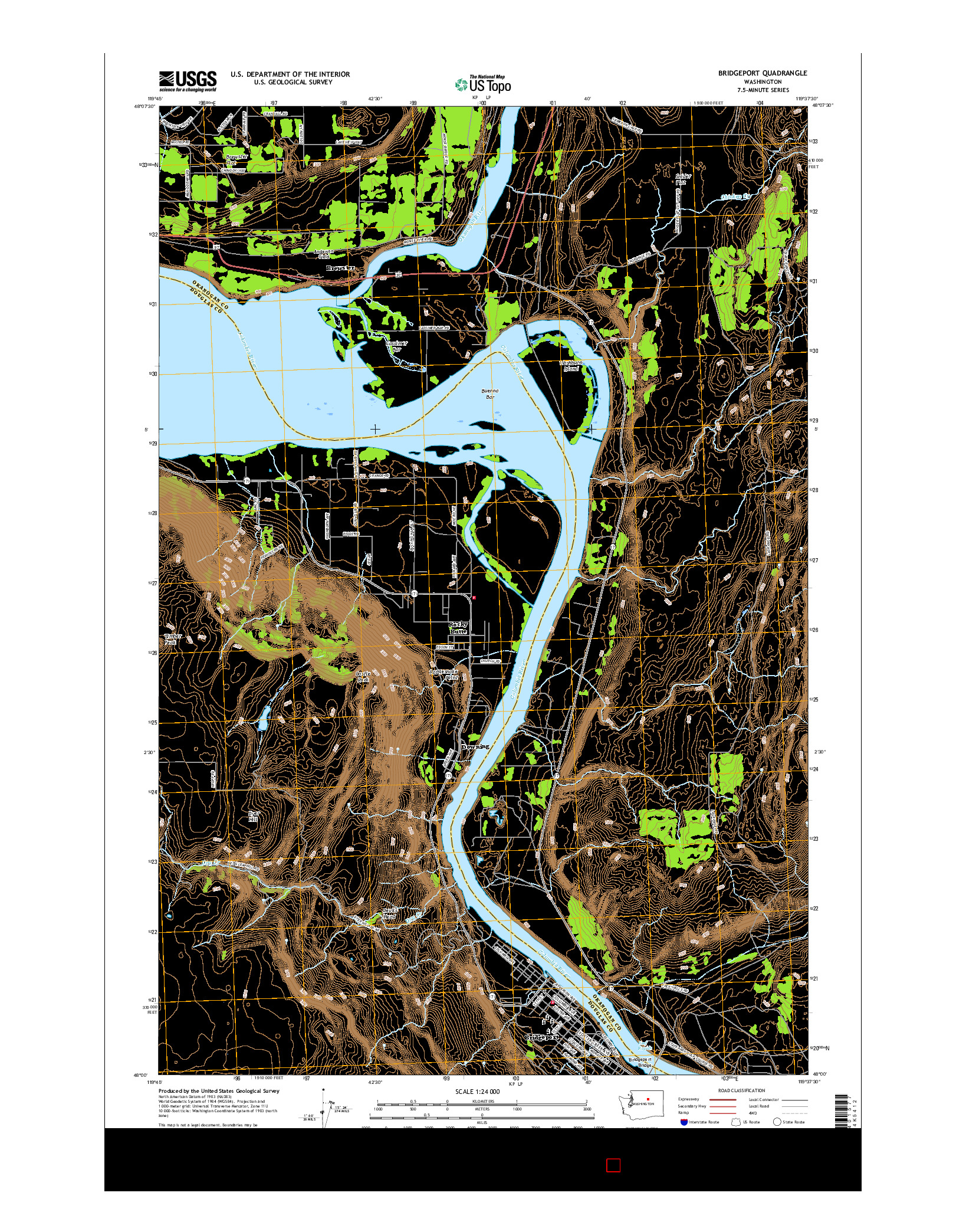 USGS US TOPO 7.5-MINUTE MAP FOR BRIDGEPORT, WA 2017