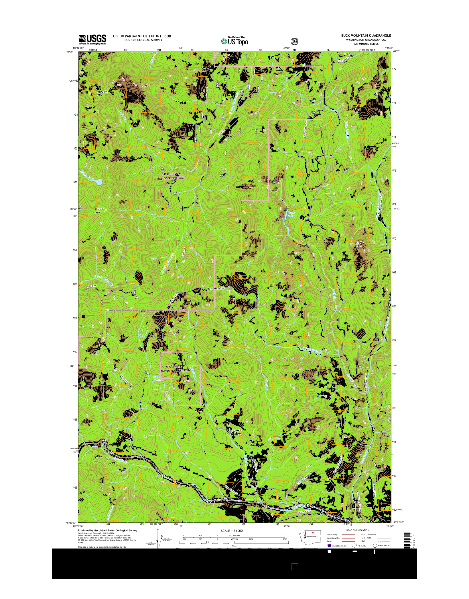 USGS US TOPO 7.5-MINUTE MAP FOR BUCK MOUNTAIN, WA 2017