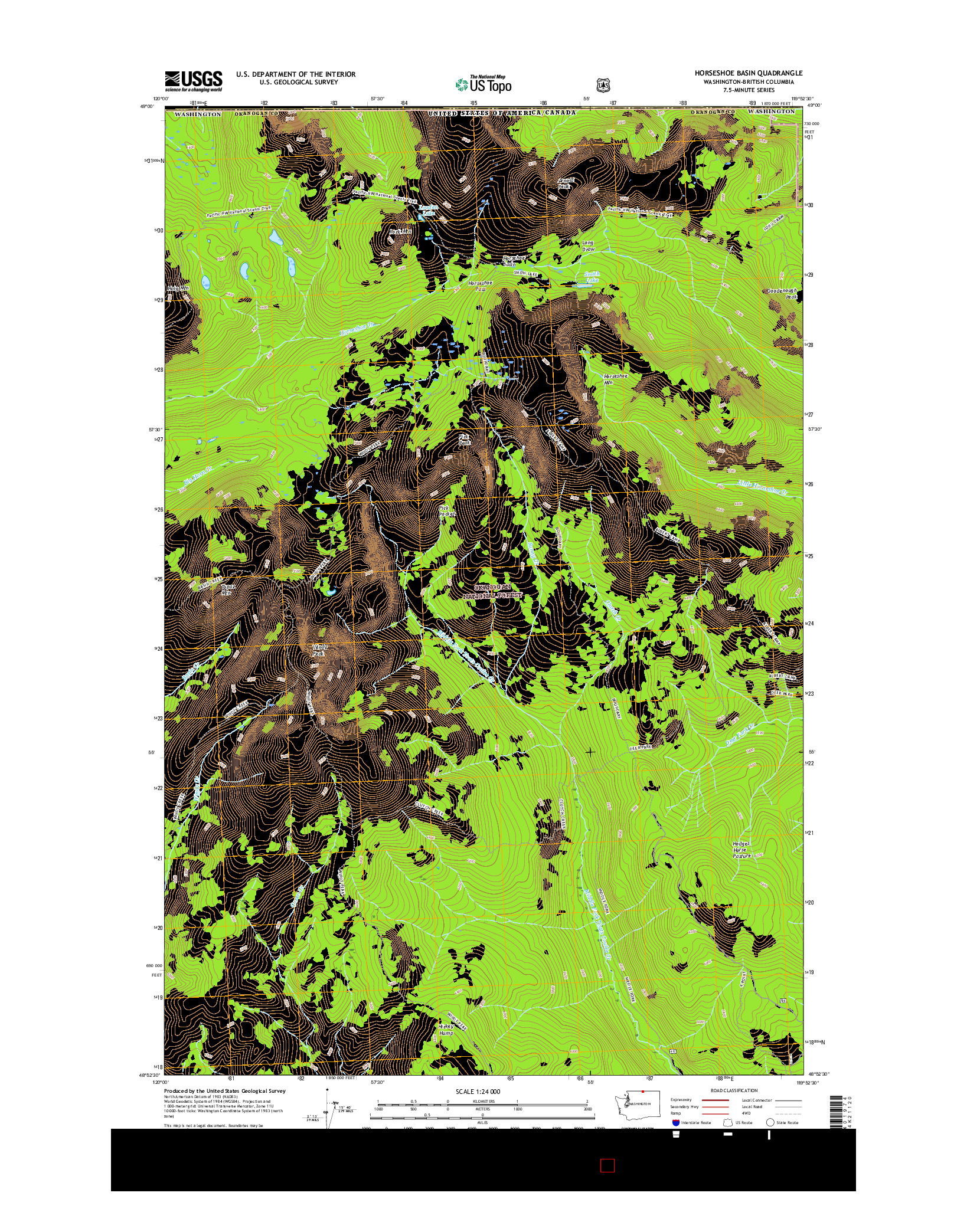 USGS US TOPO 7.5-MINUTE MAP FOR HORSESHOE BASIN, WA-BC 2017