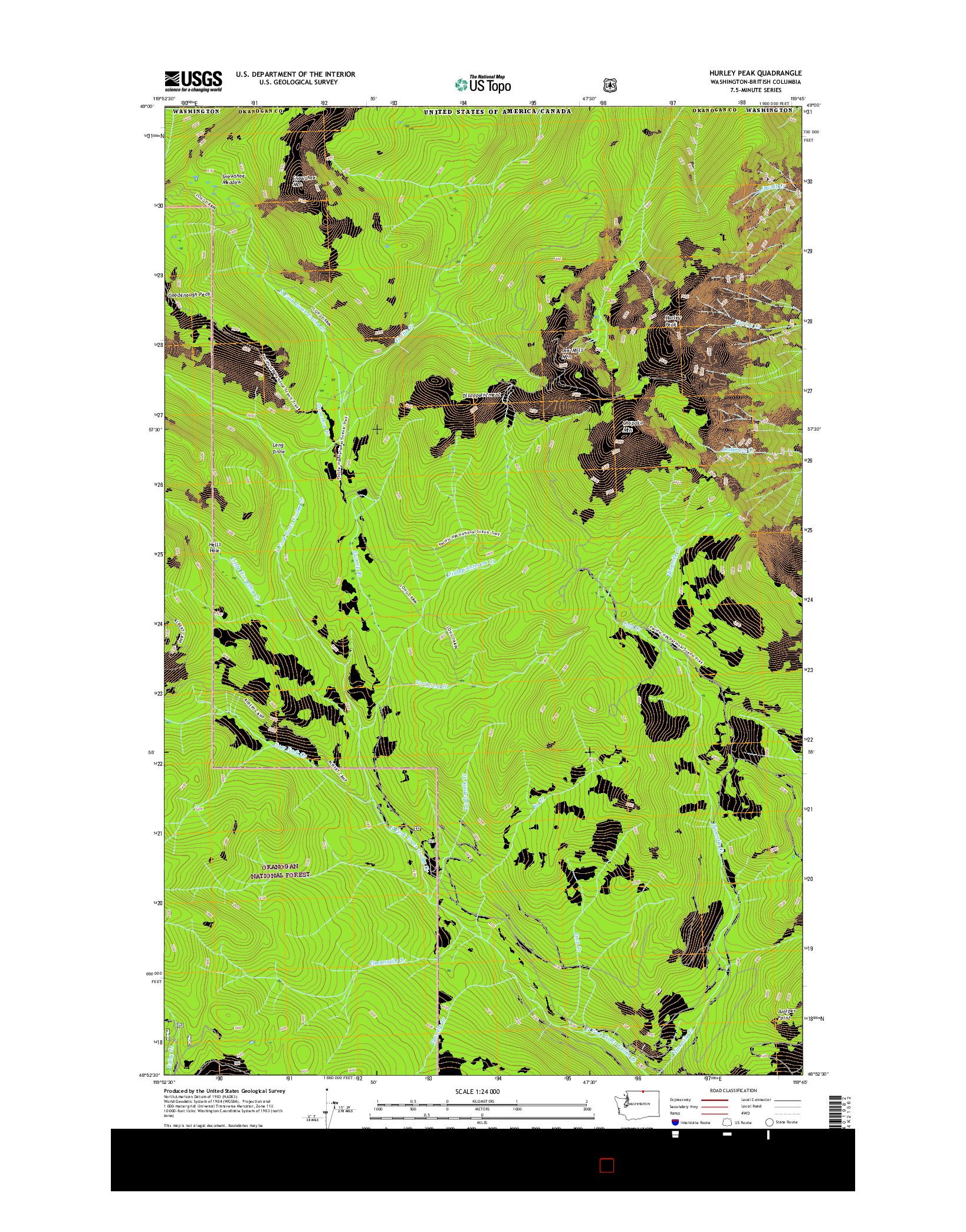 USGS US TOPO 7.5-MINUTE MAP FOR HURLEY PEAK, WA-BC 2017