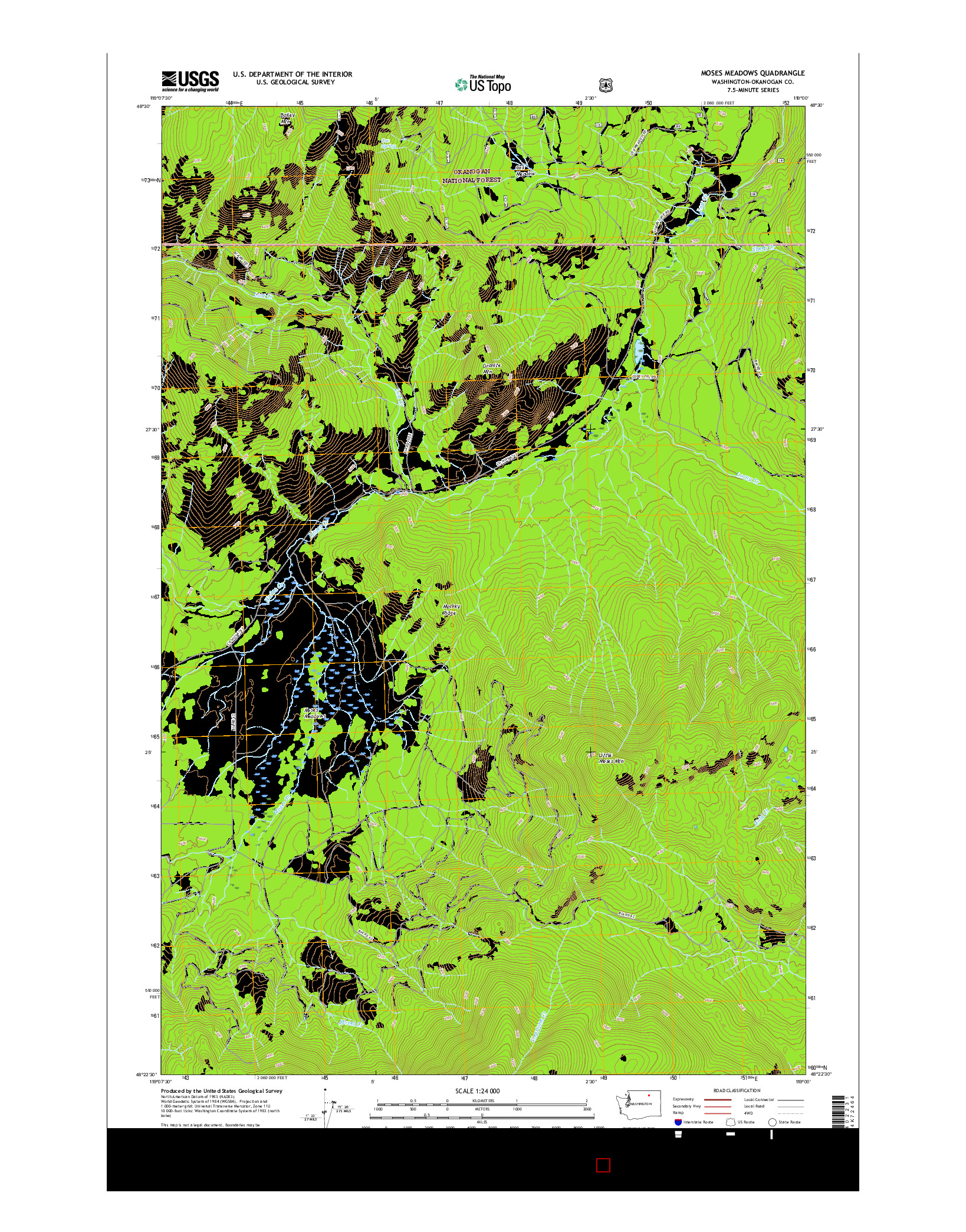 USGS US TOPO 7.5-MINUTE MAP FOR MOSES MEADOWS, WA 2017