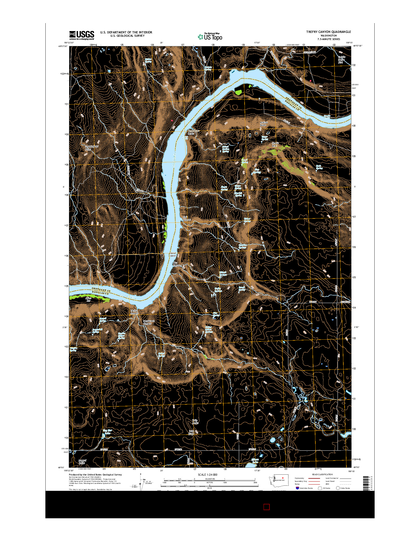 USGS US TOPO 7.5-MINUTE MAP FOR TREFRY CANYON, WA 2017