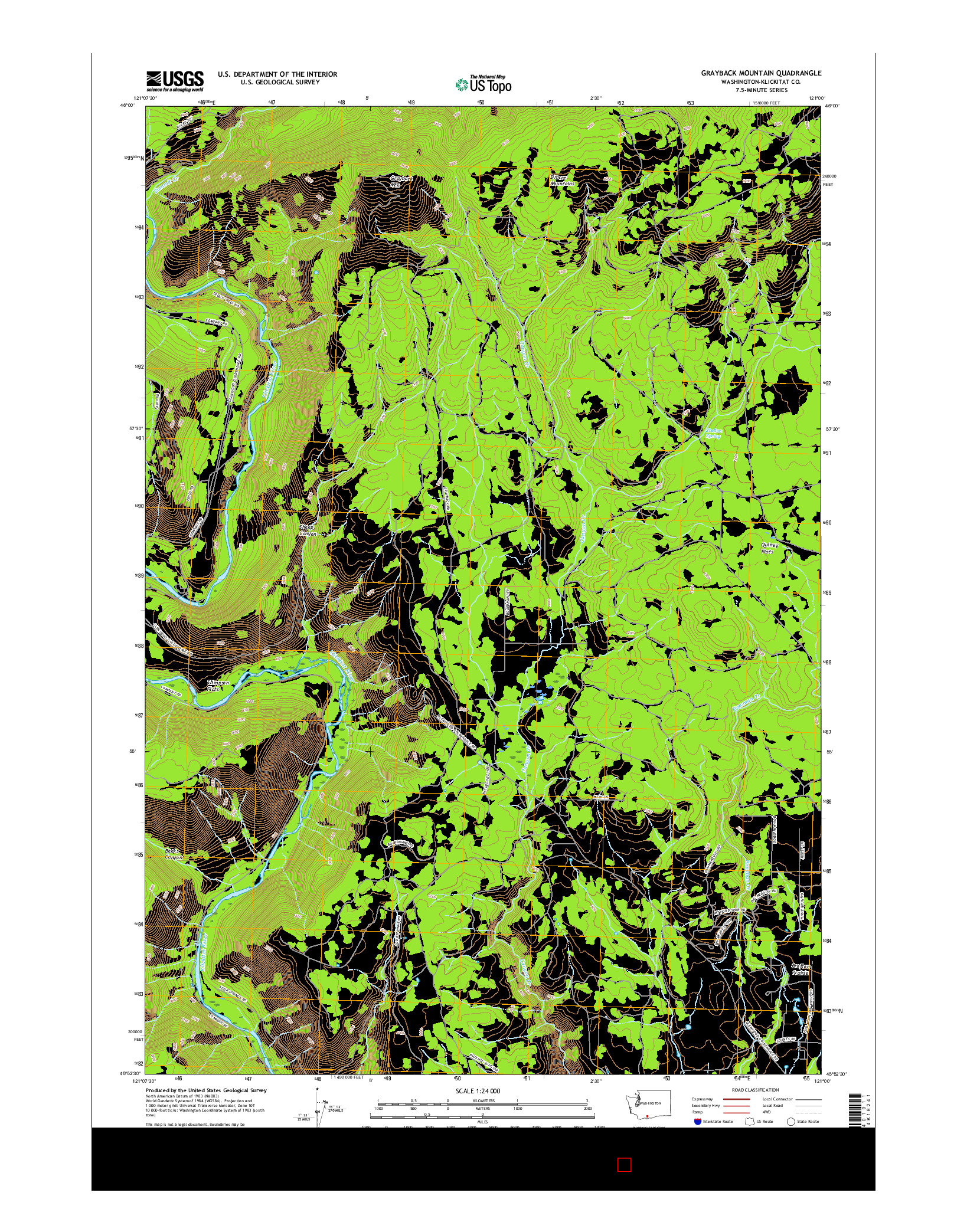 USGS US TOPO 7.5-MINUTE MAP FOR GRAYBACK MOUNTAIN, WA 2017