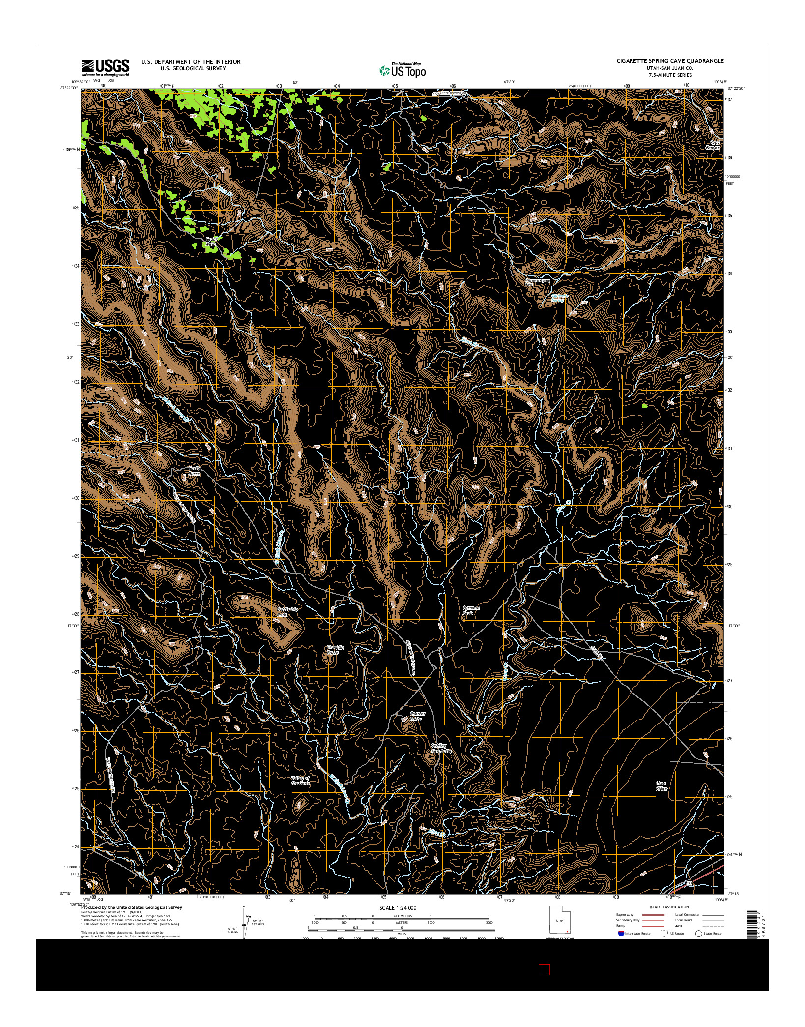 USGS US TOPO 7.5-MINUTE MAP FOR CIGARETTE SPRING CAVE, UT 2017